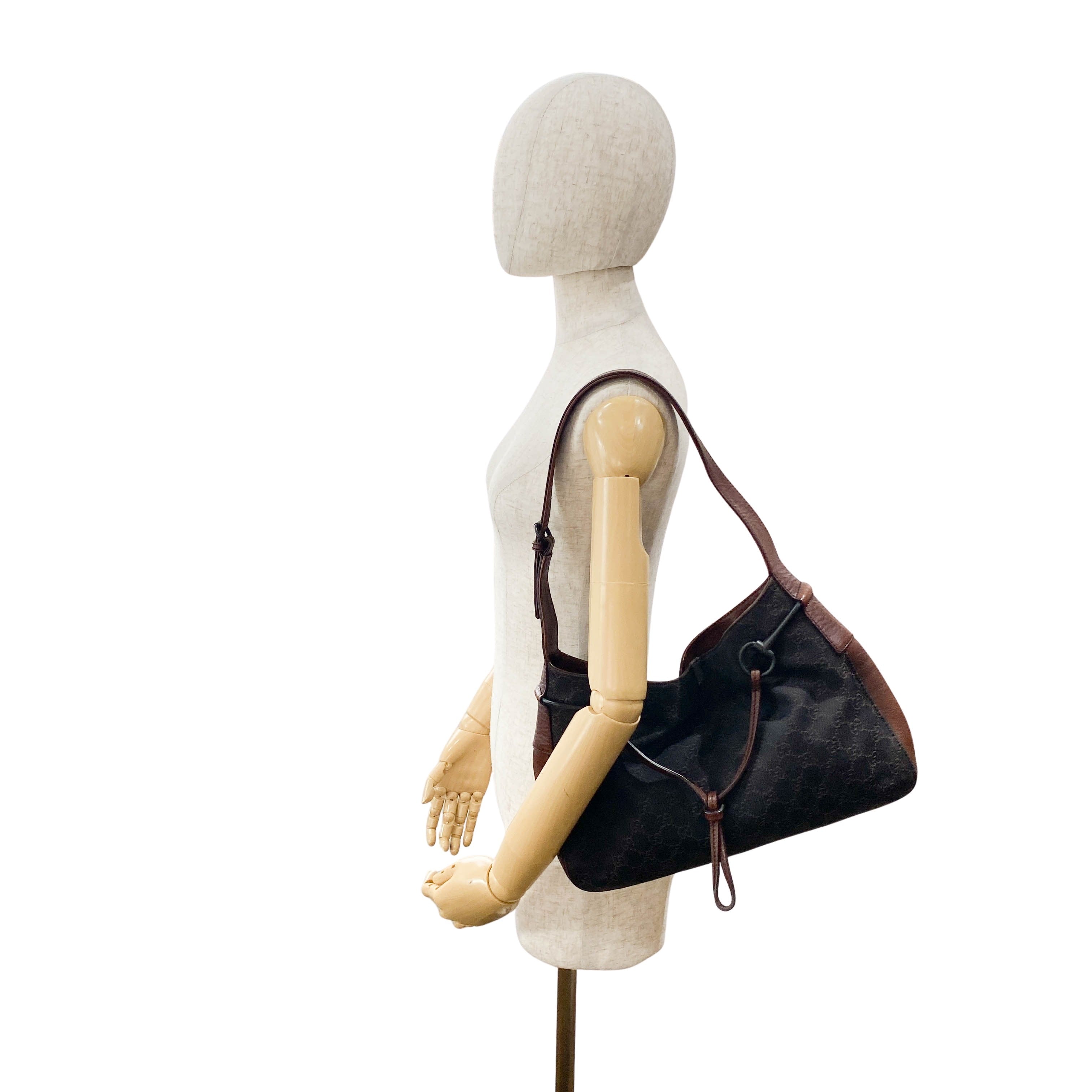 Horsebit Hobo GG Cotton Canvas Shoulder Bag