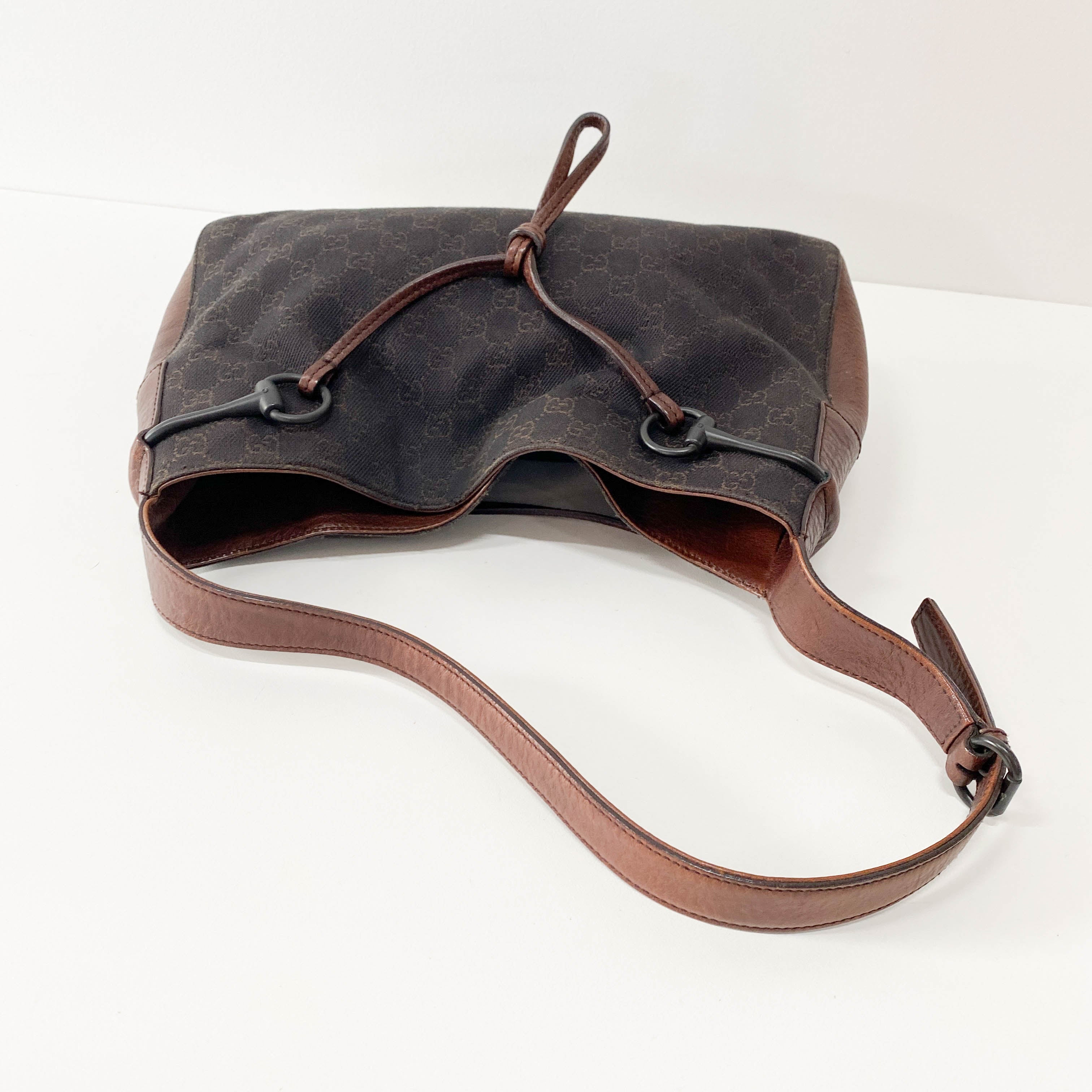 Horsebit Hobo GG Cotton Canvas Shoulder Bag