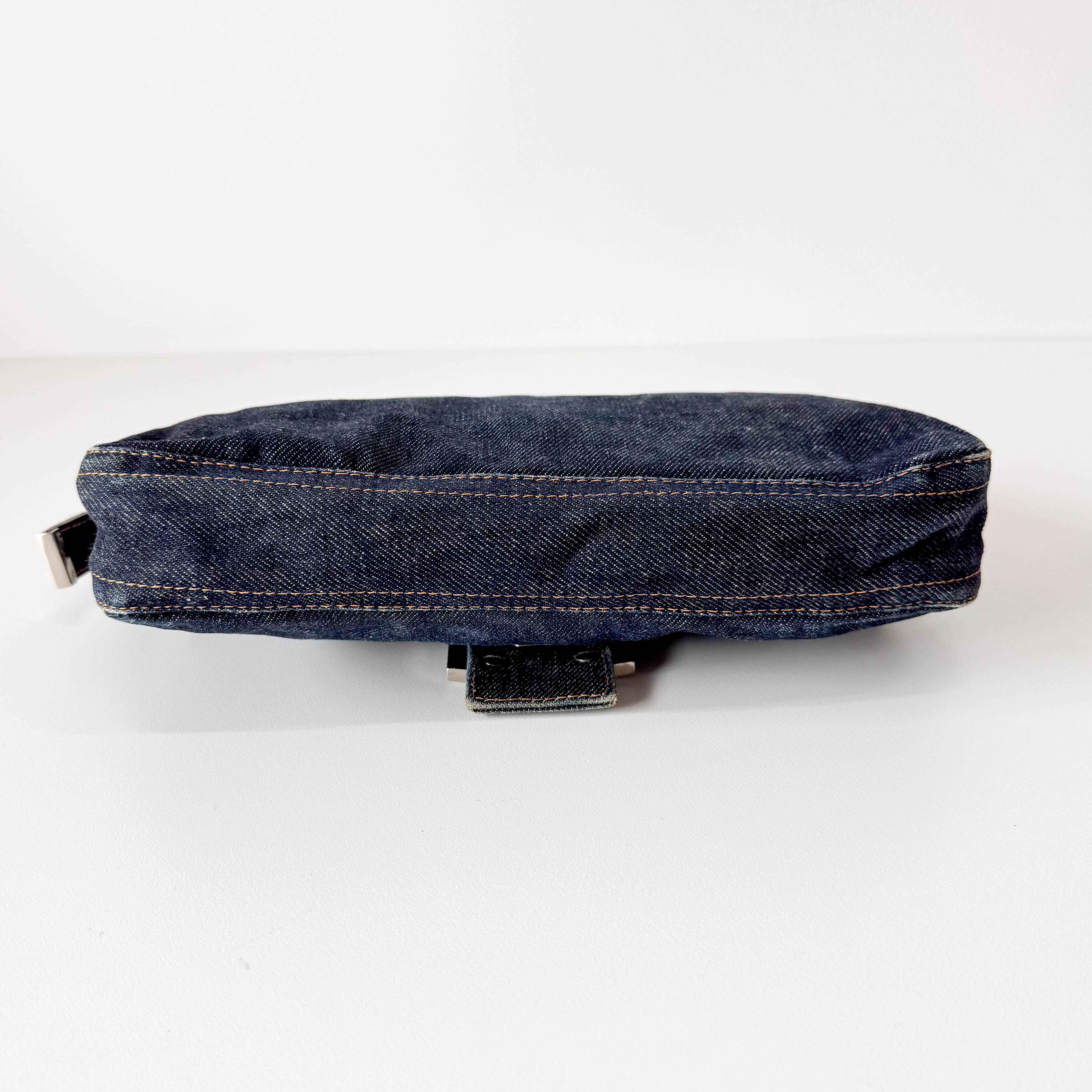 Baguette Denim Shoulder Bag