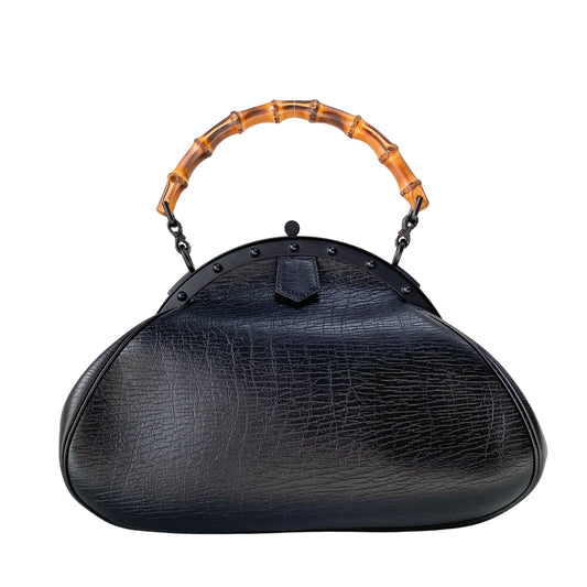 Bamboo Black Leather Handbag