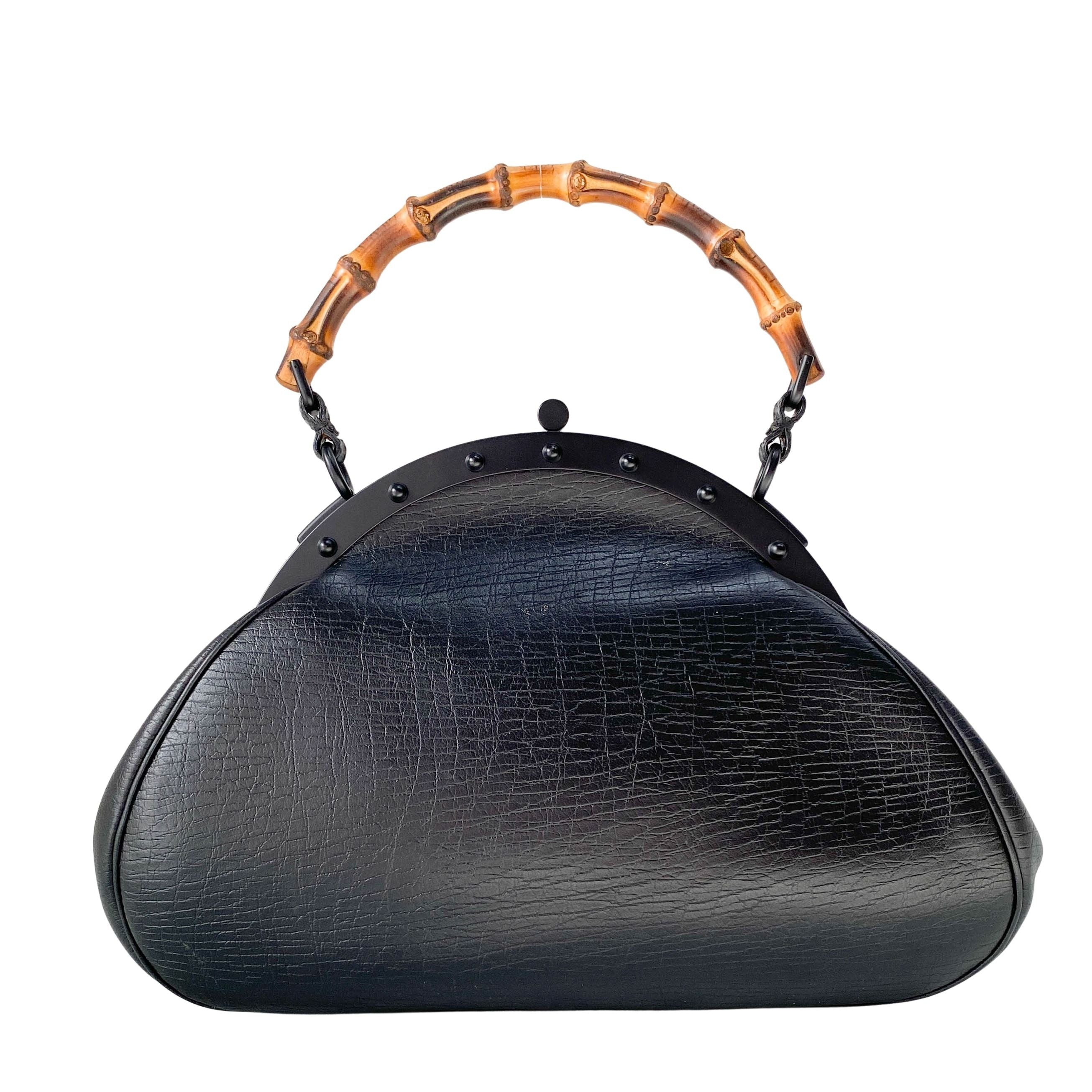 Bamboo Black Leather Handbag