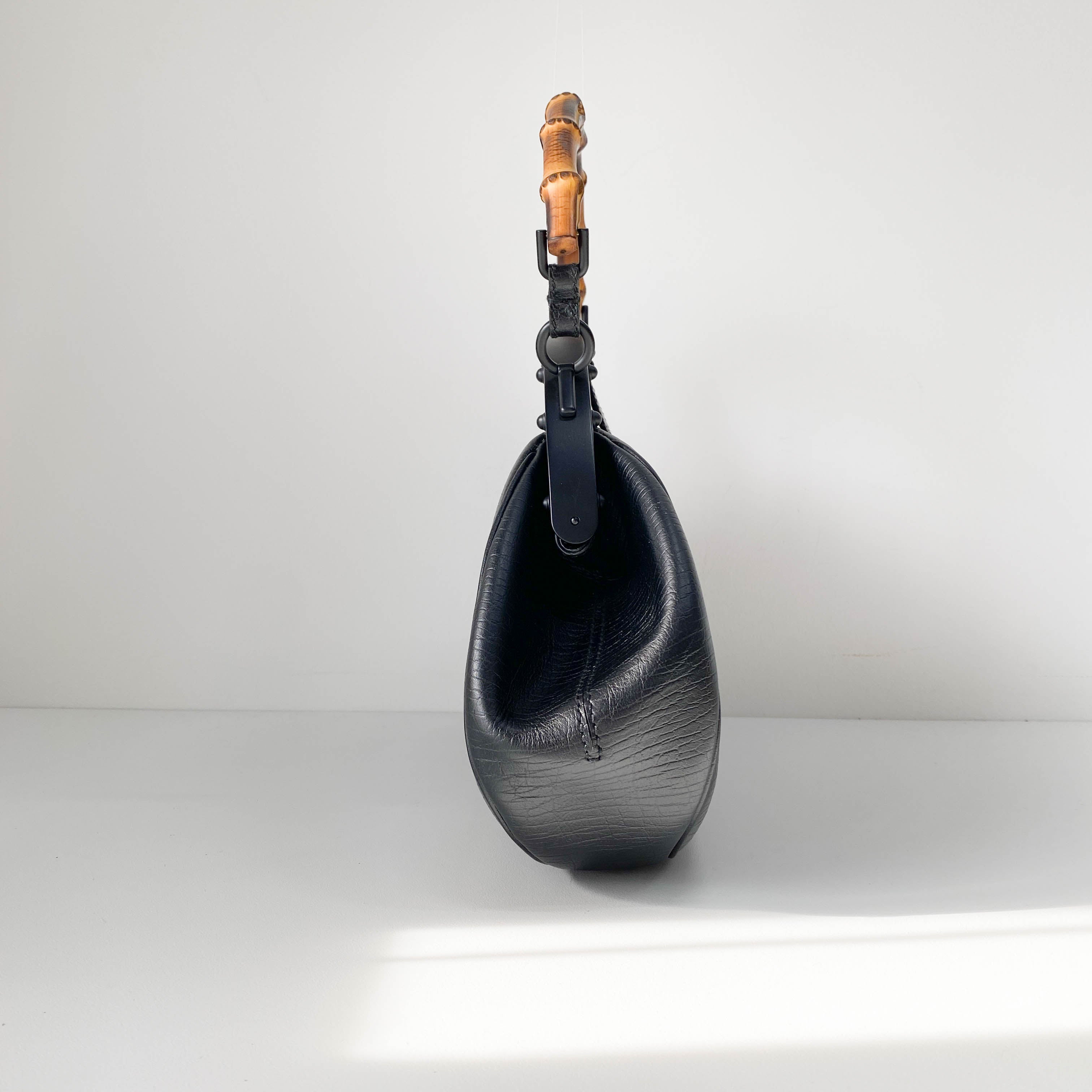 Bamboo Black Leather Handbag