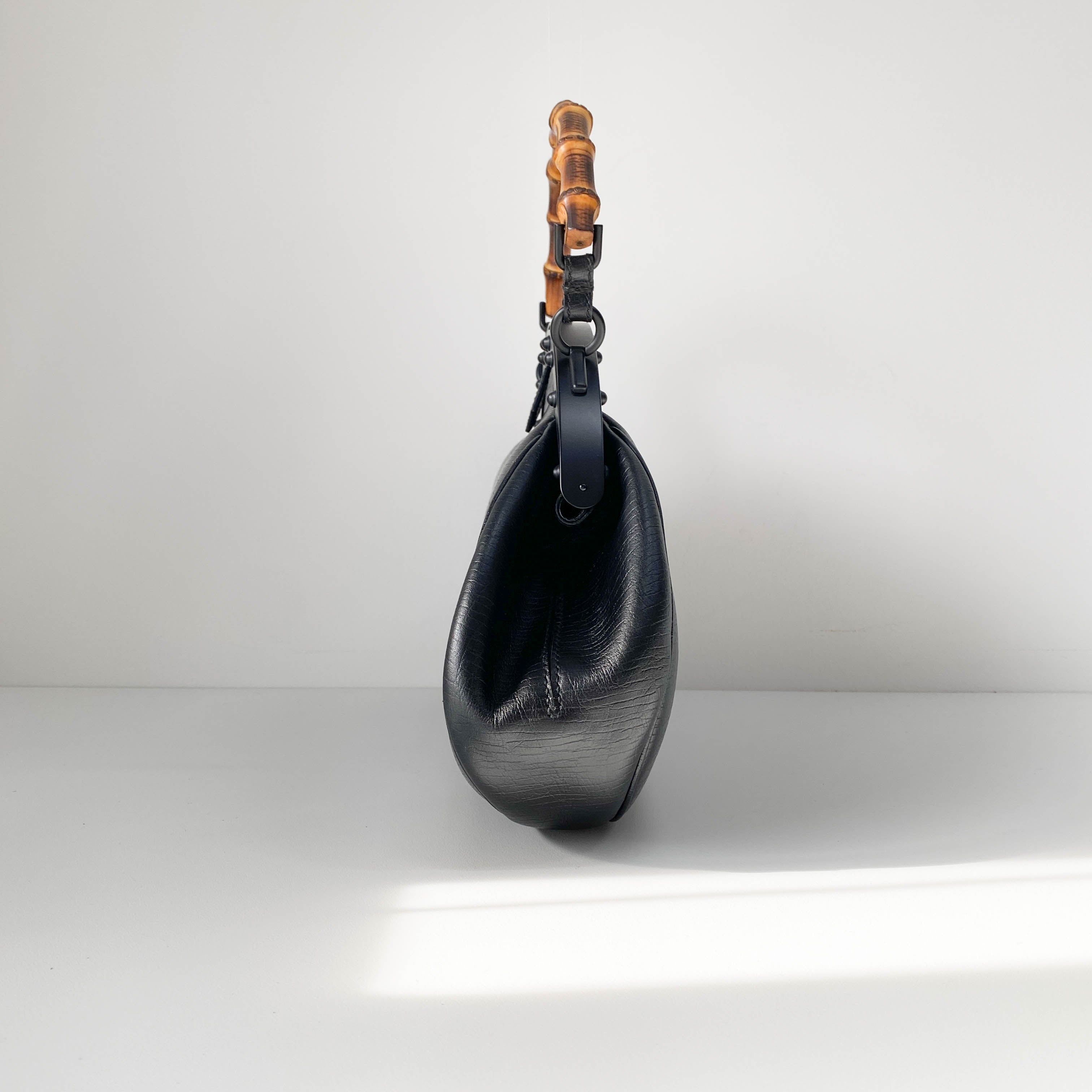 Bamboo Black Leather Handbag