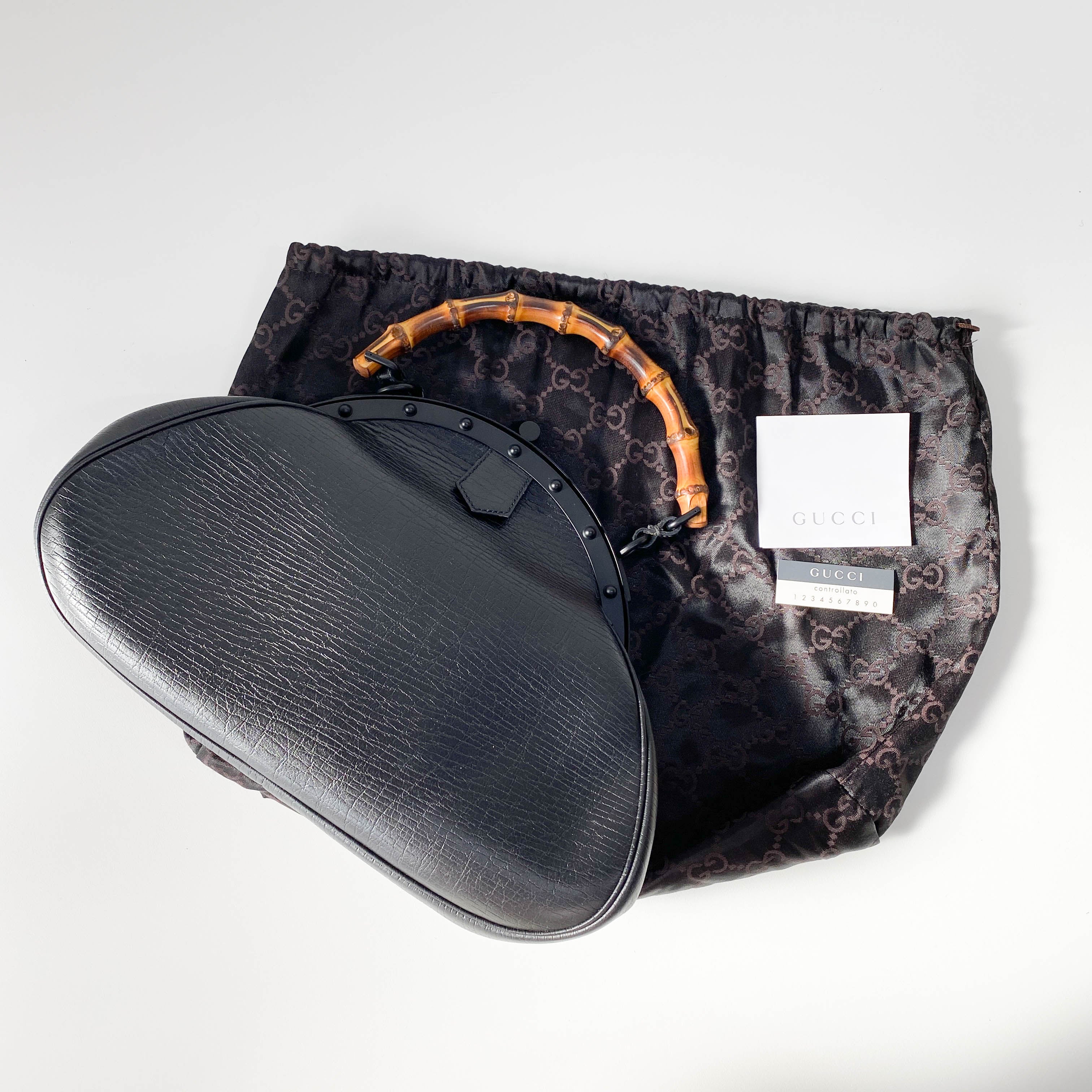 Bamboo Black Leather Handbag