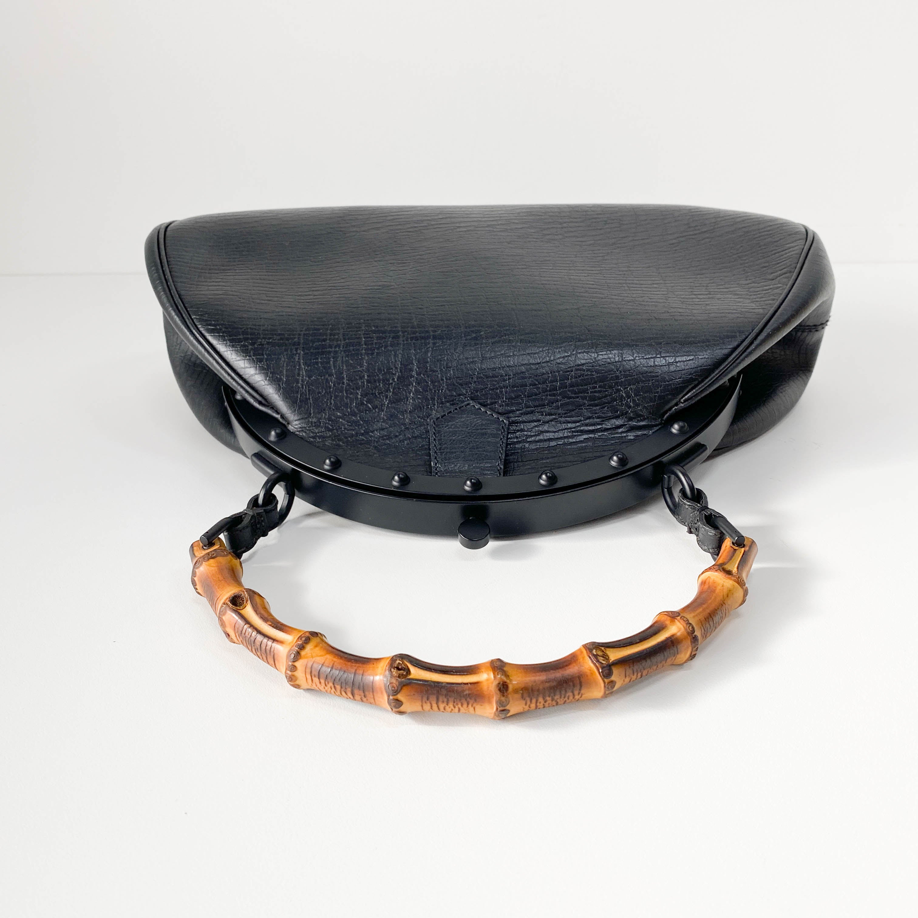 Bamboo Black Leather Handbag