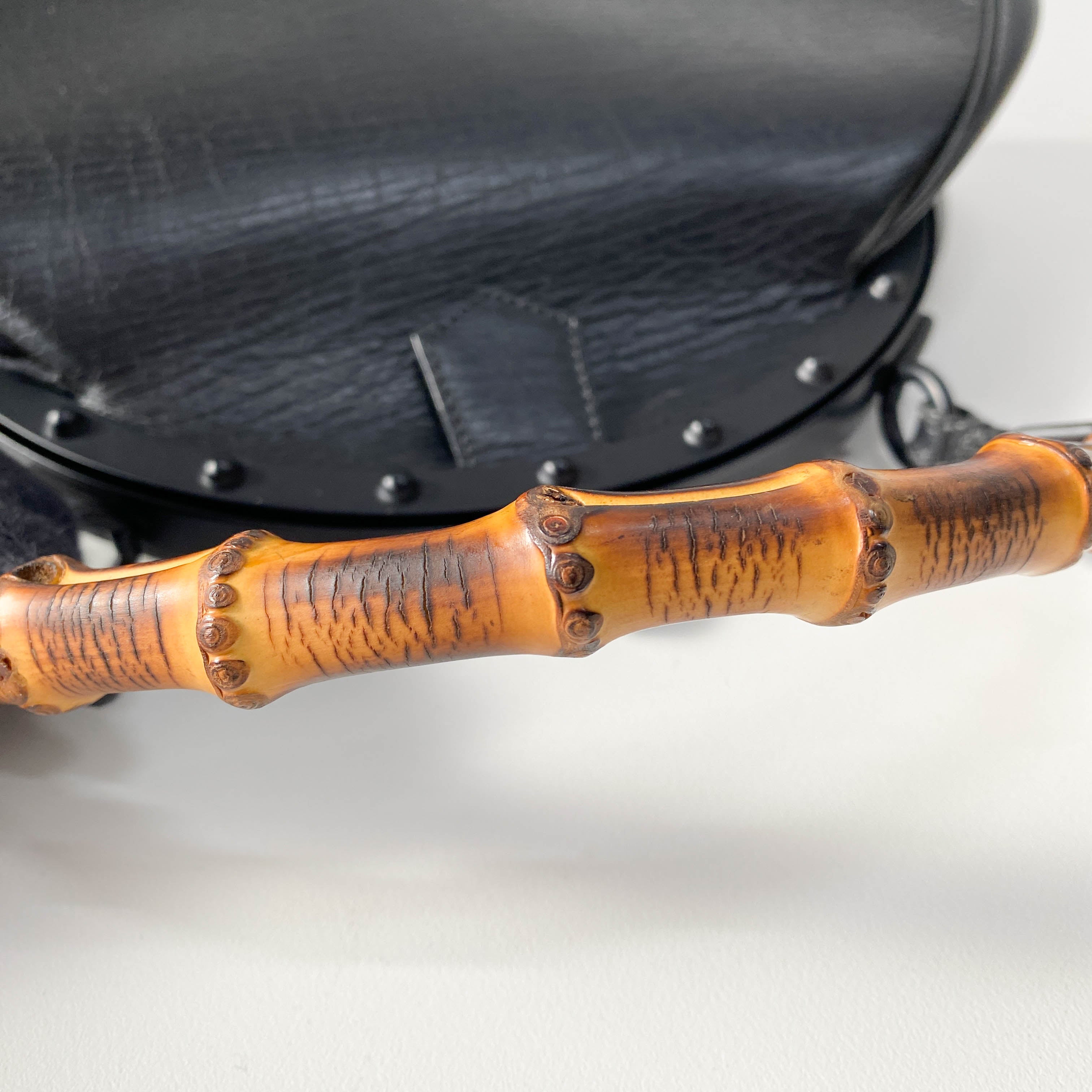 Bamboo Black Leather Handbag