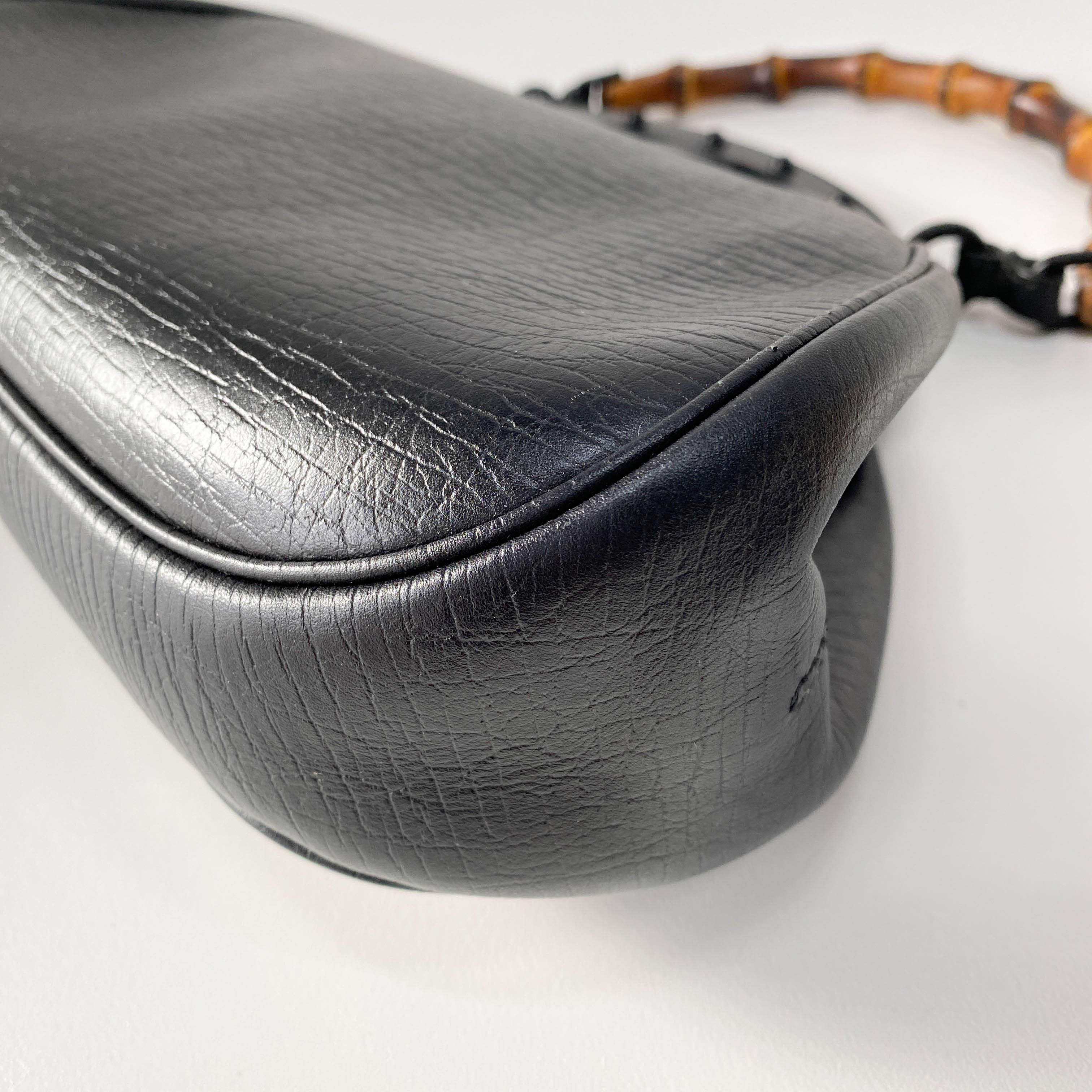 Bamboo Black Leather Handbag