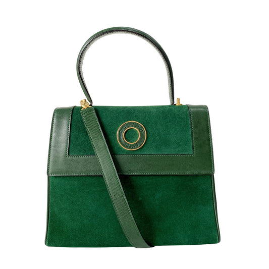 Circle Logo Green Suede Hand Bang