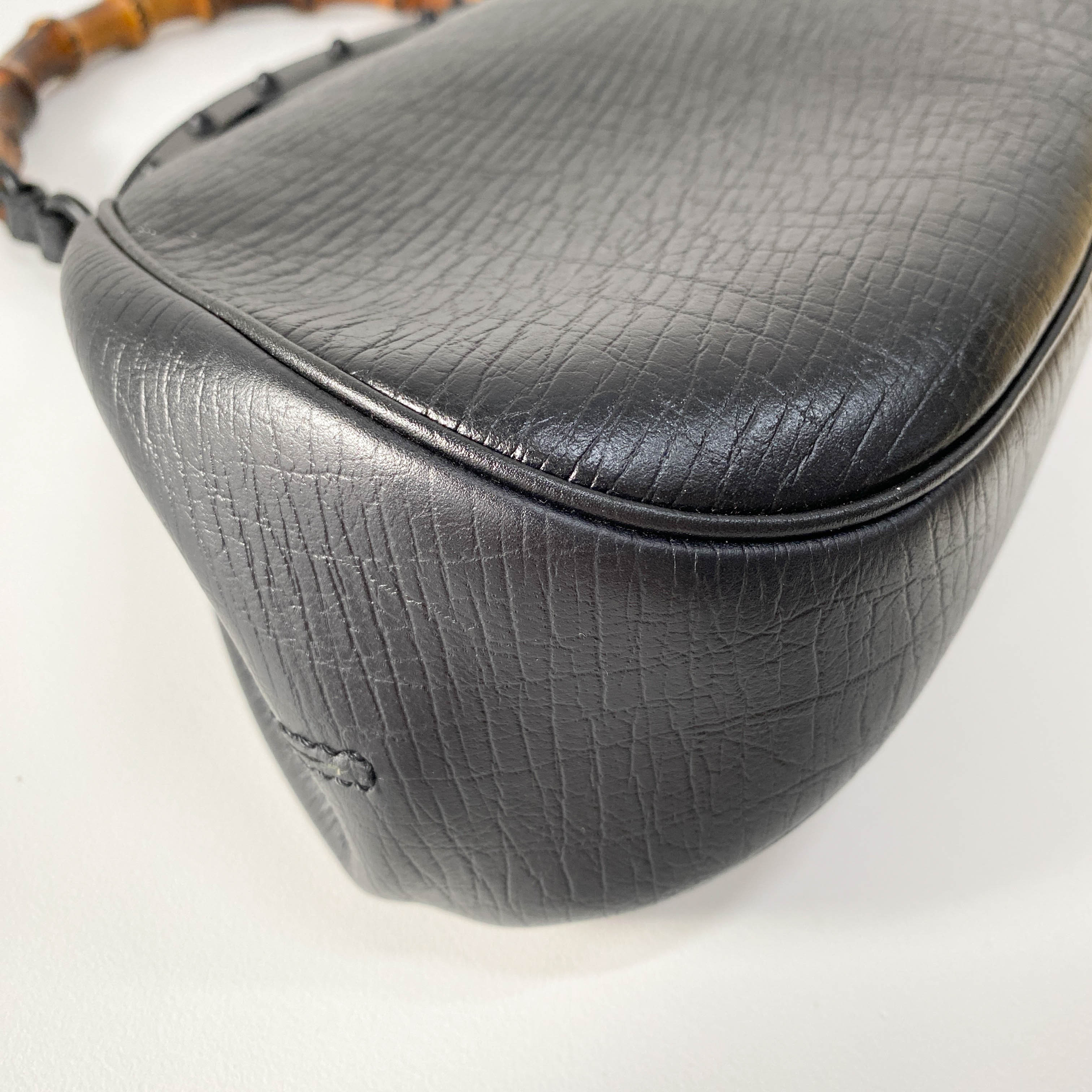 Bamboo Black Leather Handbag