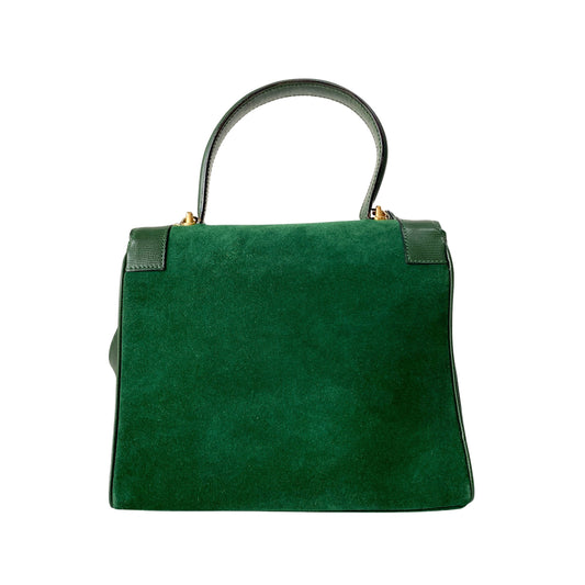 Circle Logo Green Suede Hand Bang