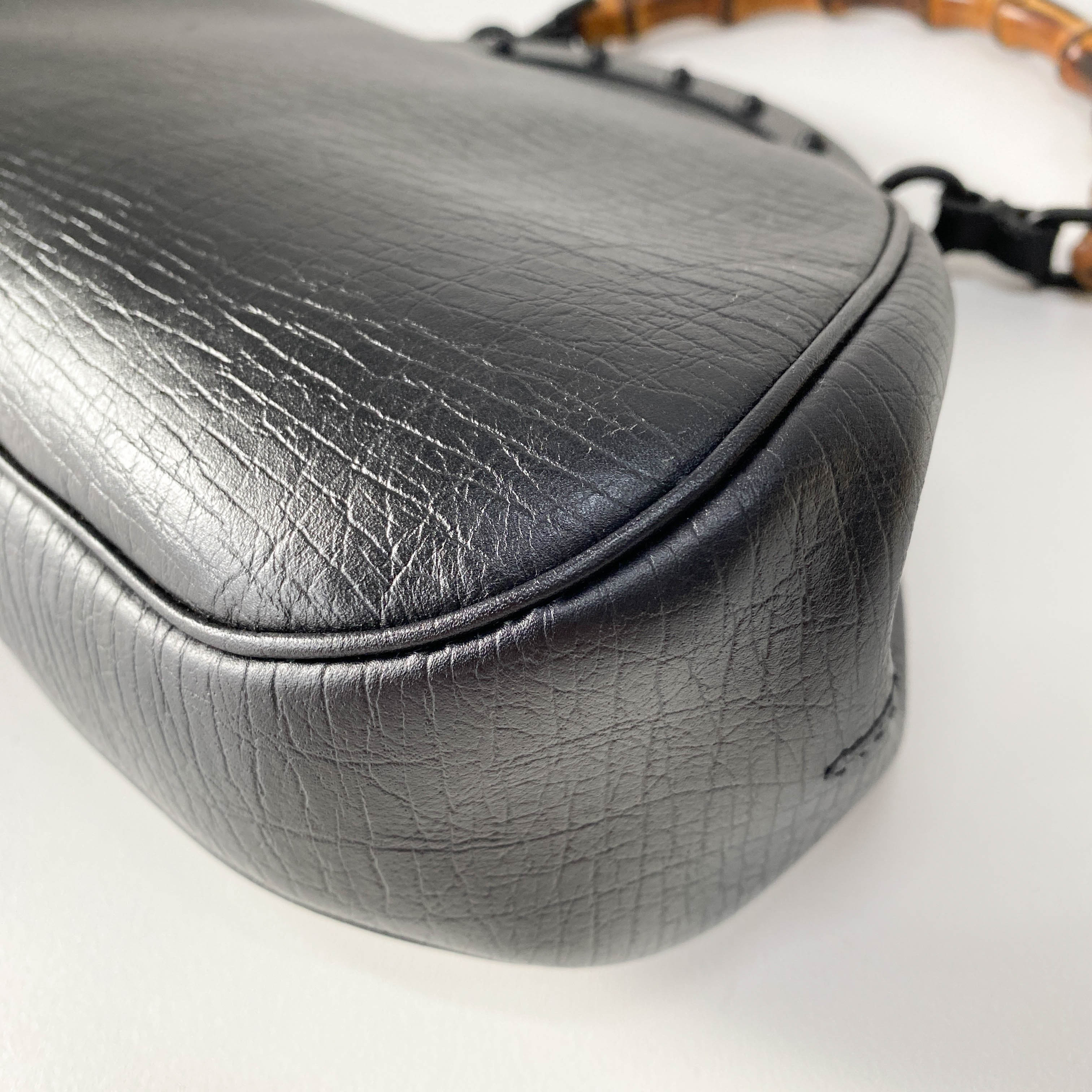 Bamboo Black Leather Handbag