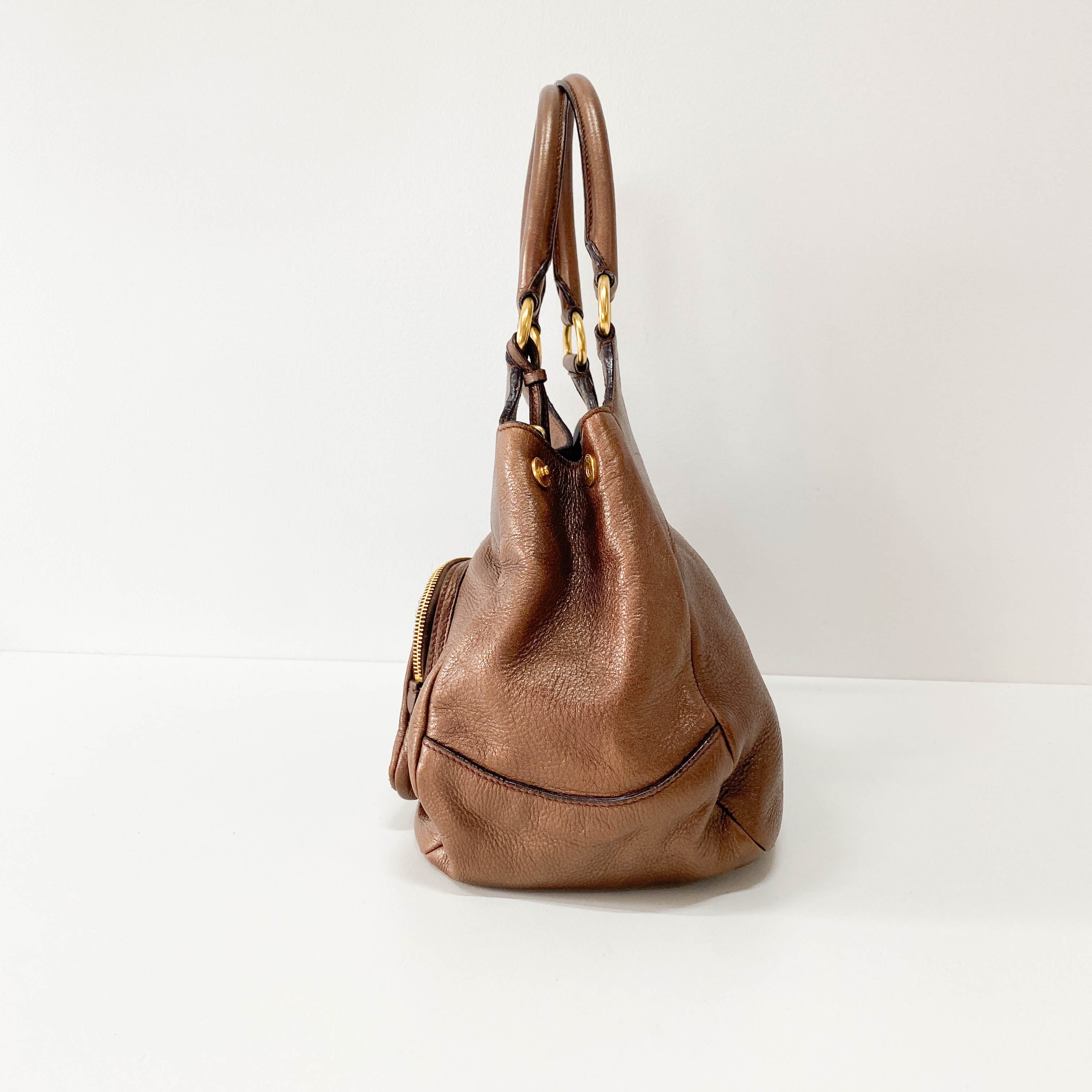 Metallic Bronze Hobo Shoulder Bag