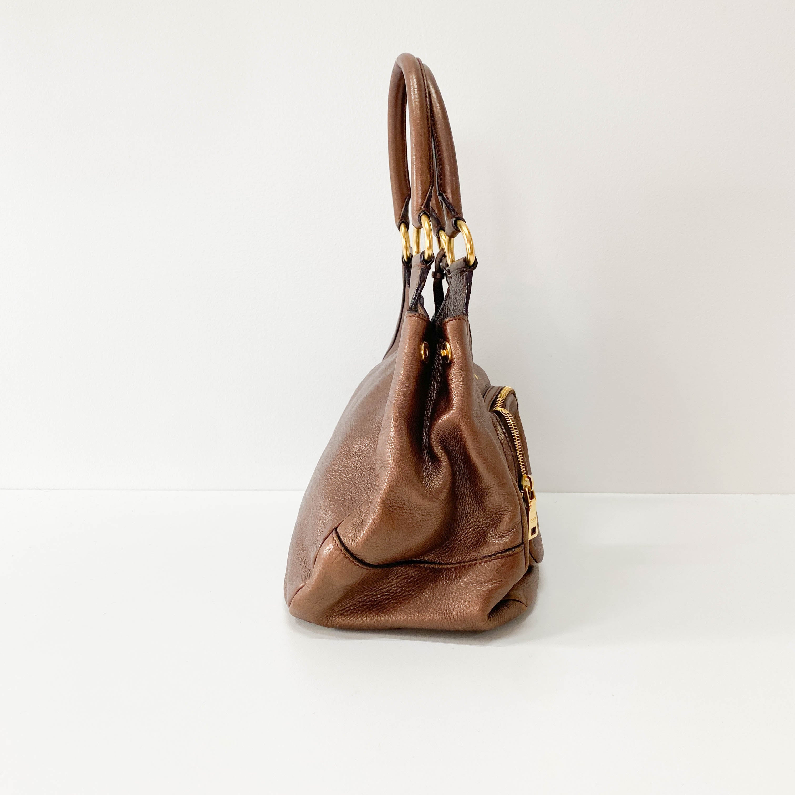 Metallic Bronze Hobo Shoulder Bag