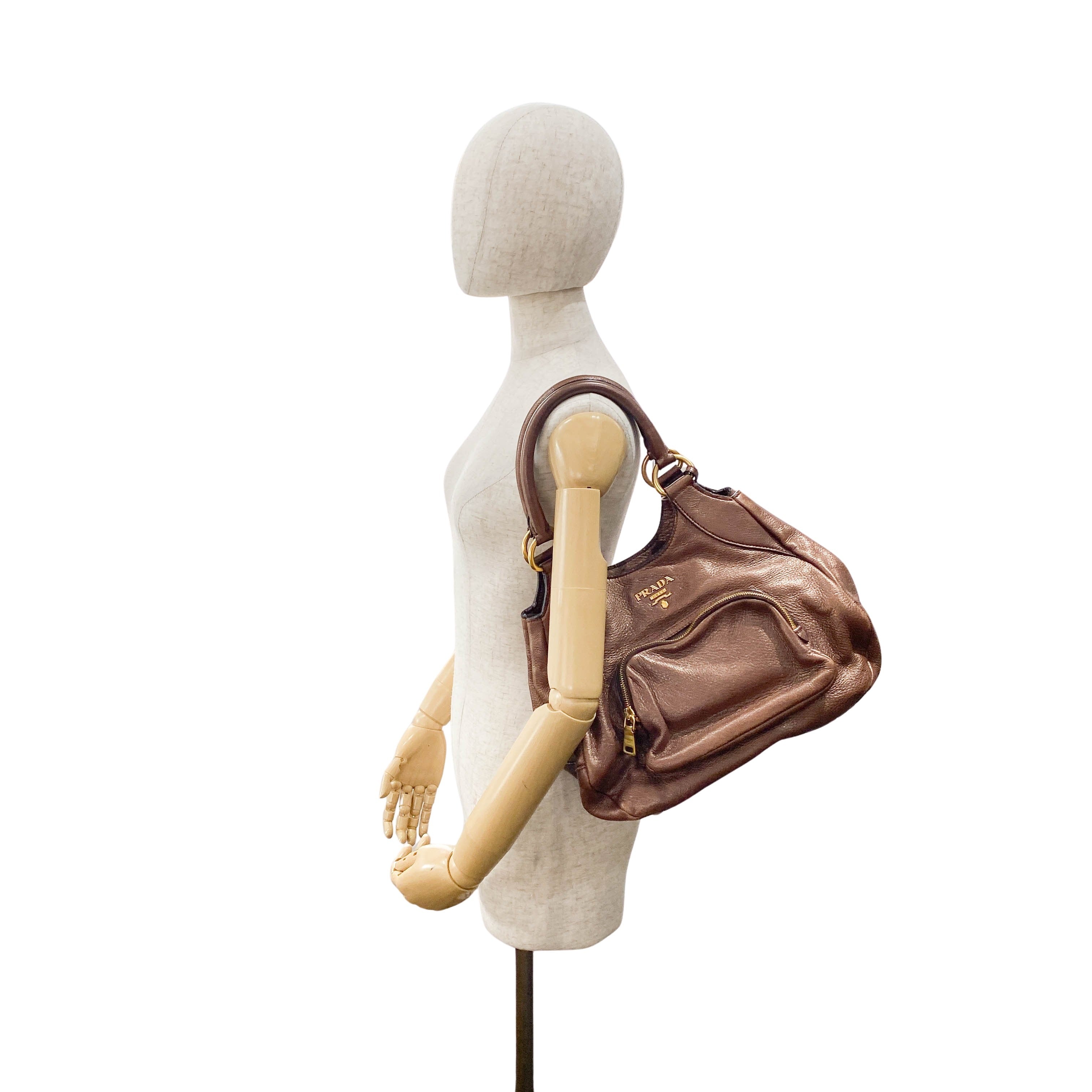 Metallic Bronze Hobo Shoulder Bag