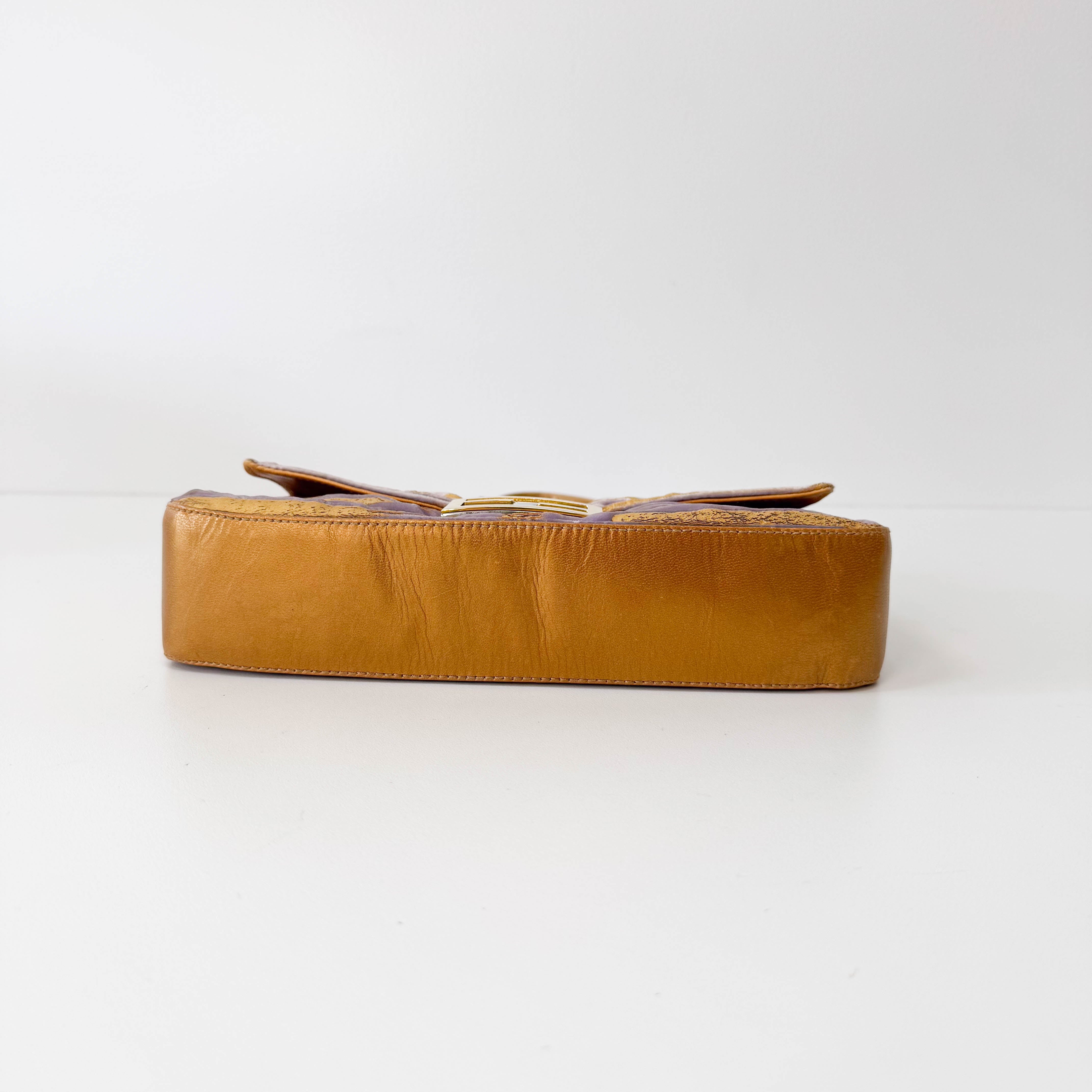 Baguette Gold Zebra Print Velvet Shoulder Bag