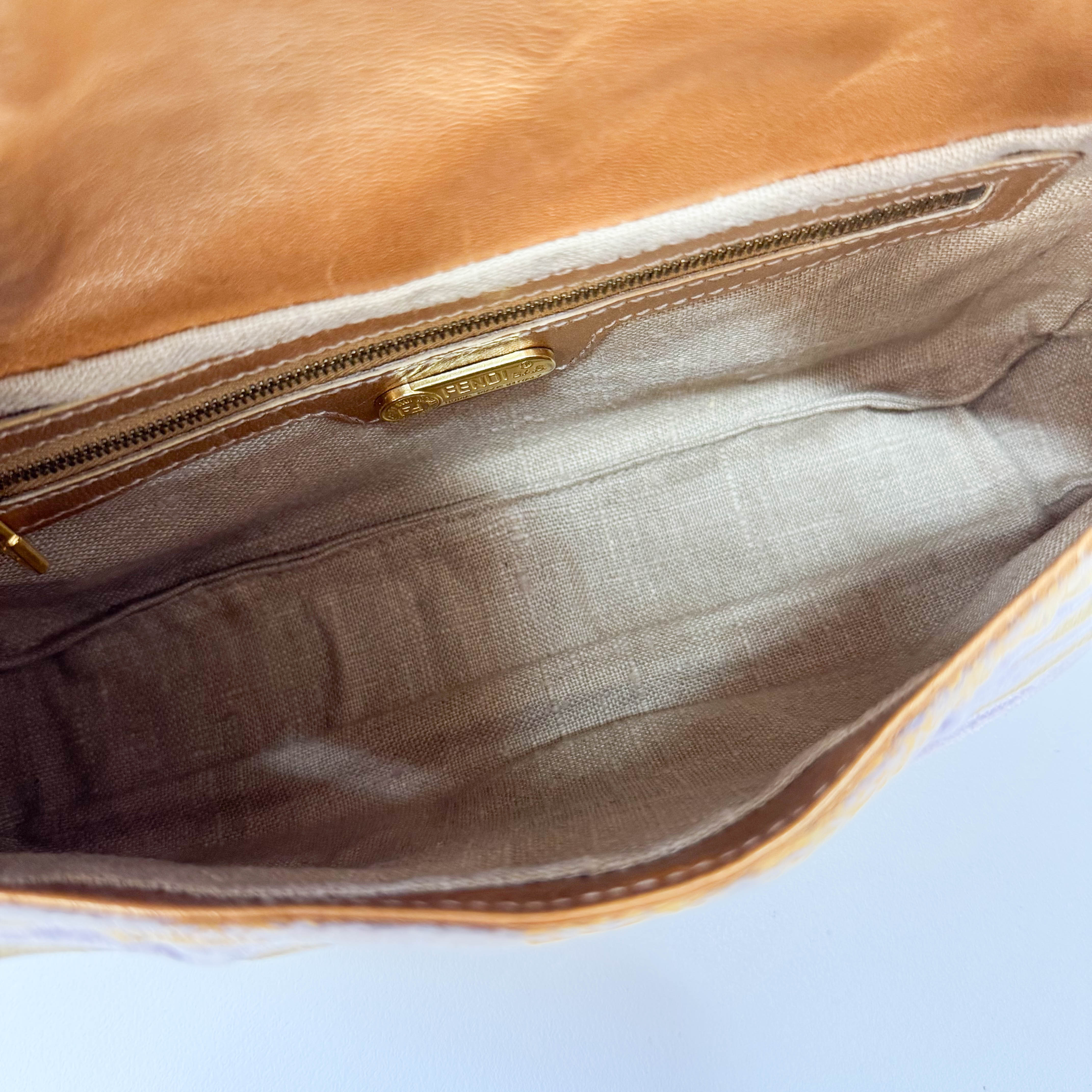 Baguette Gold Zebra Print Velvet Shoulder Bag