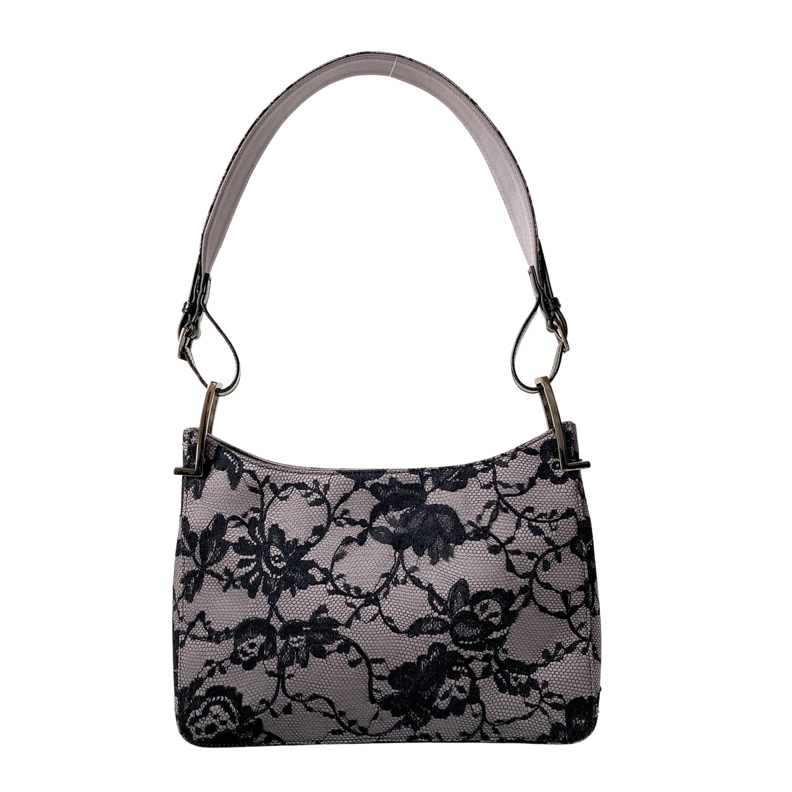 Black Lace Leather Shoulder Bag