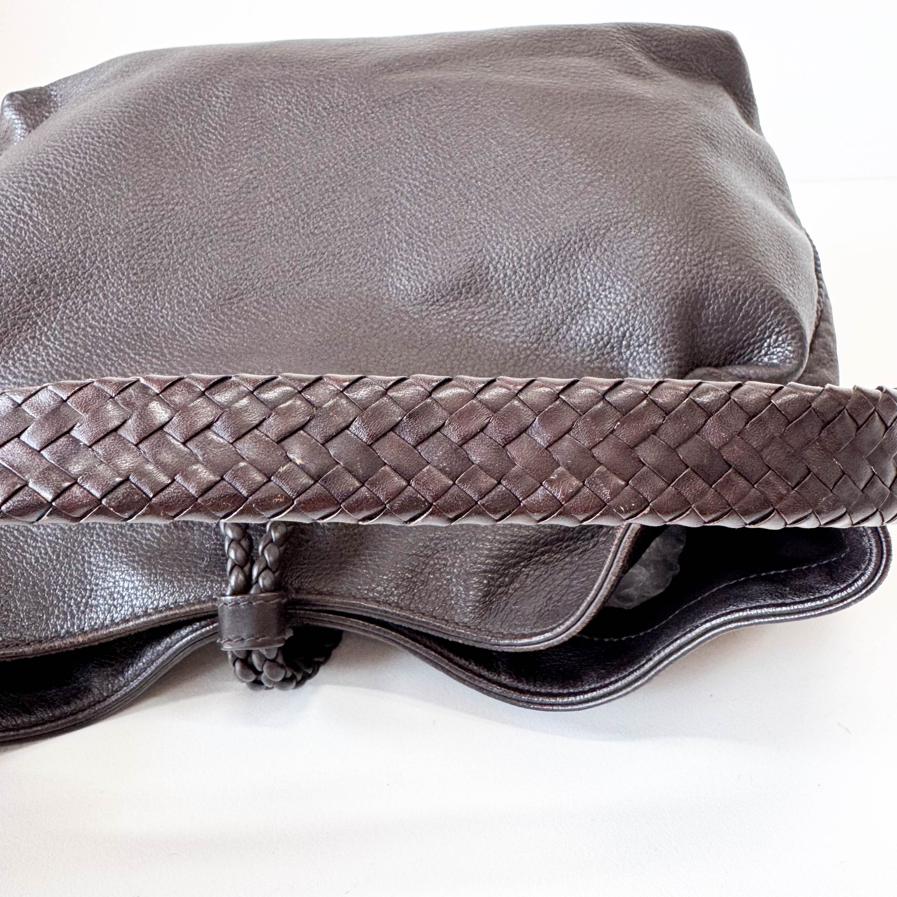 Brown Leather Bamboo Tote Bag