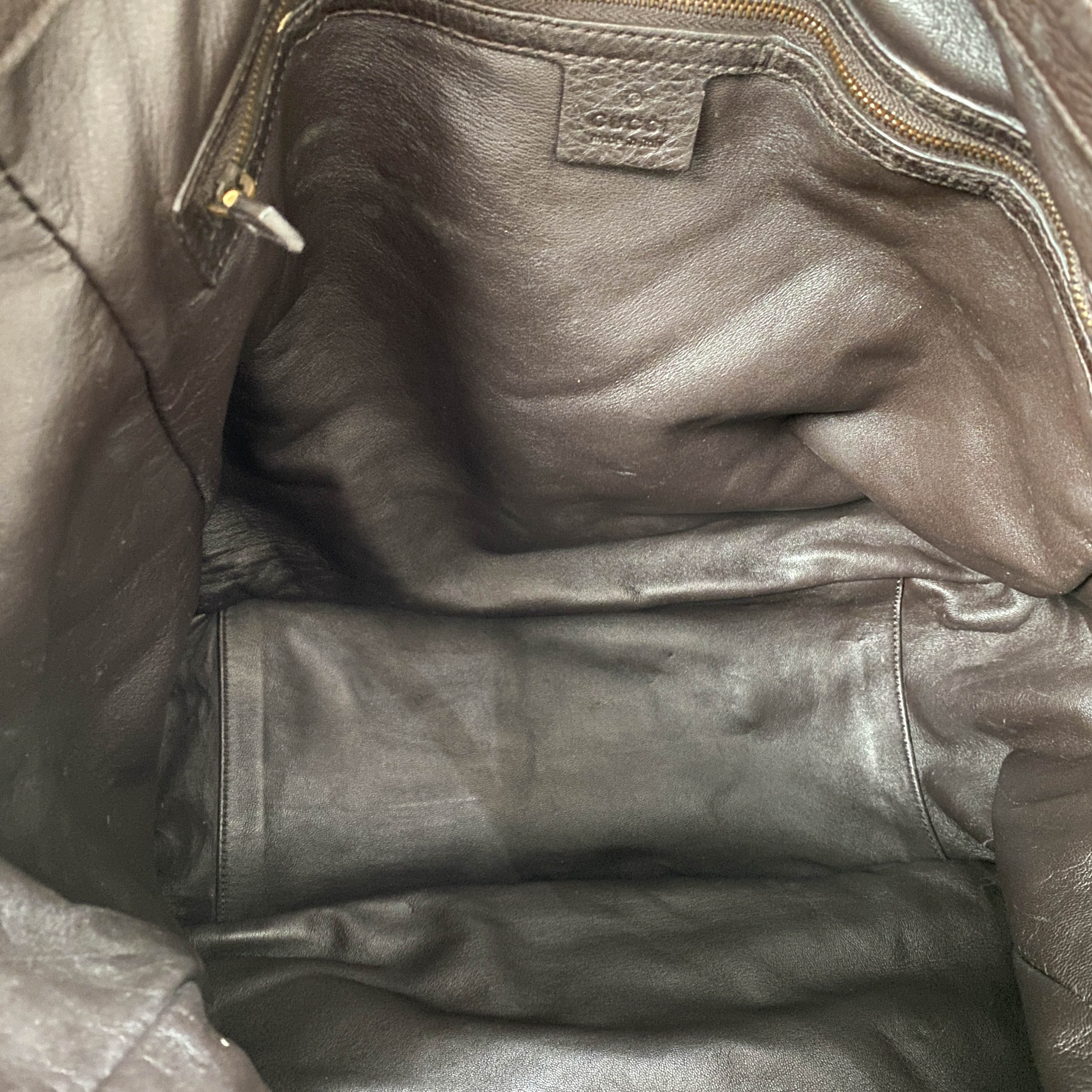 Dark Brown Grained Calfskin Leather Tote Bag