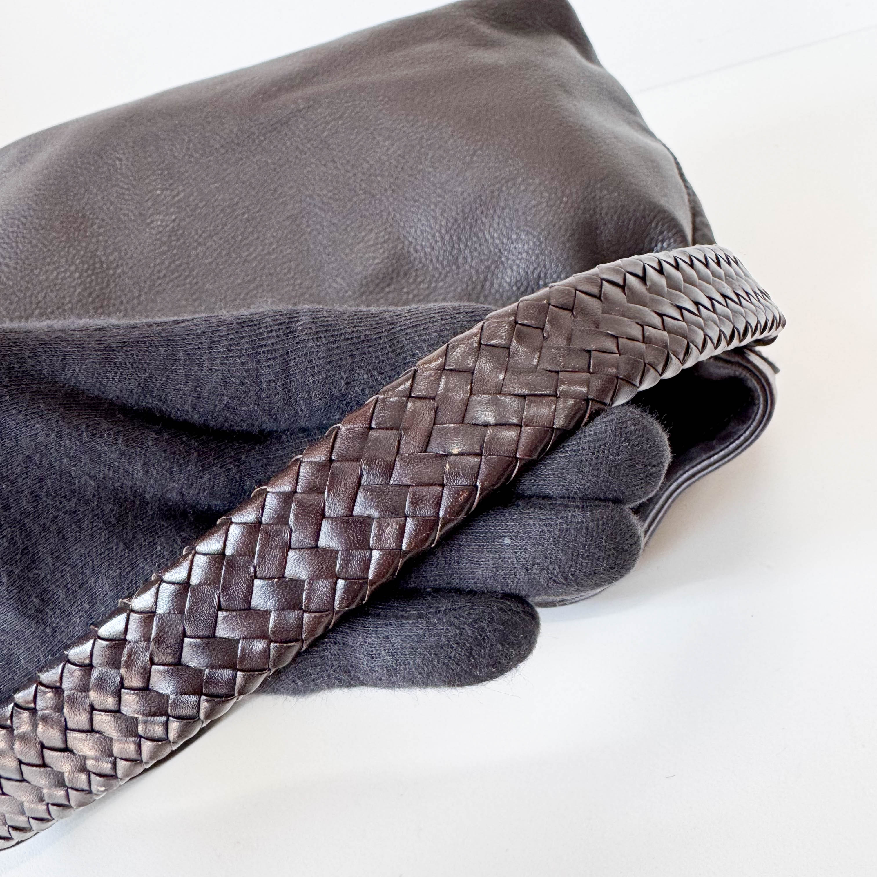 Brown Leather Bamboo Tote Bag