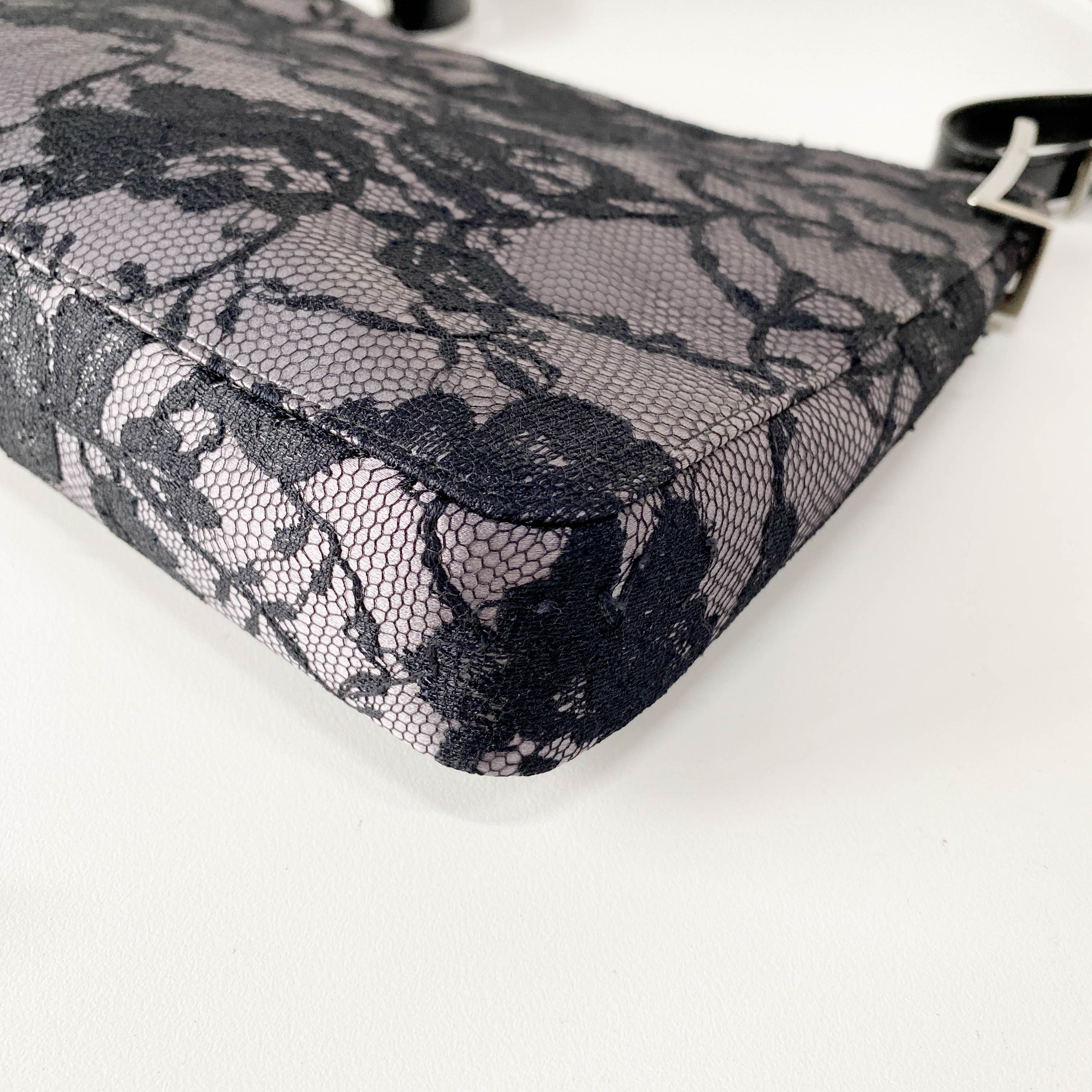 Black Lace Leather Shoulder Bag