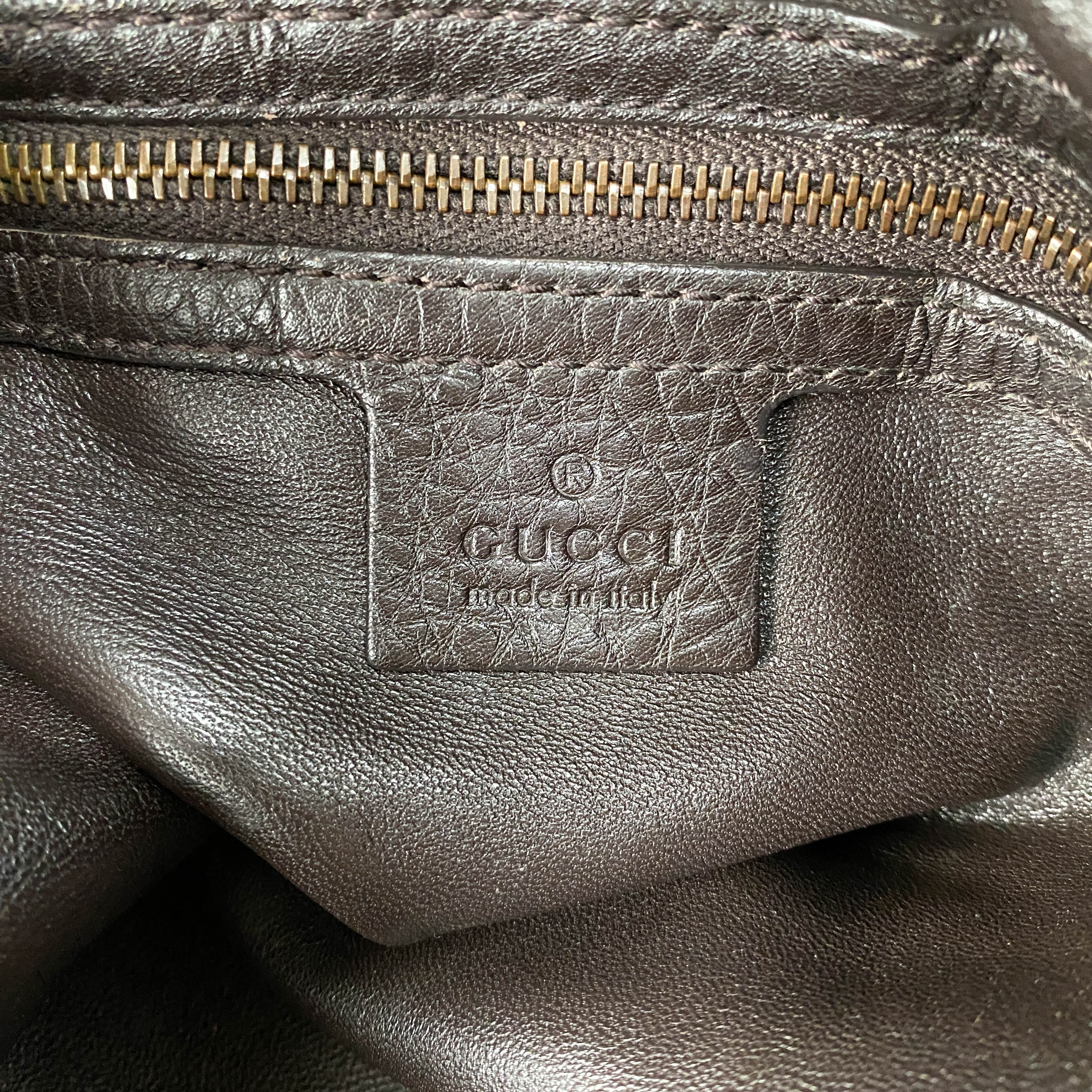 Dark Brown Grained Calfskin Leather Tote Bag