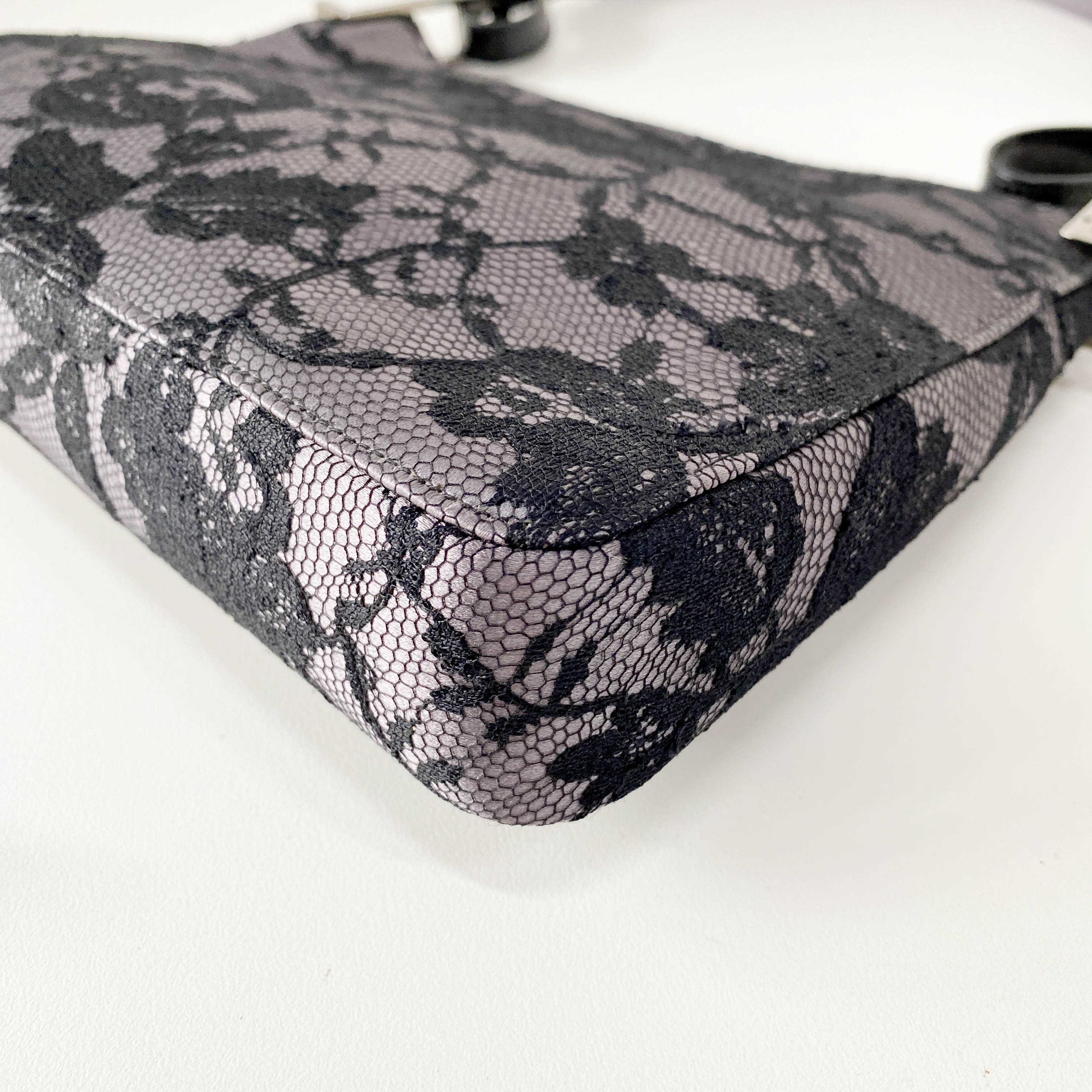 Black Lace Leather Shoulder Bag