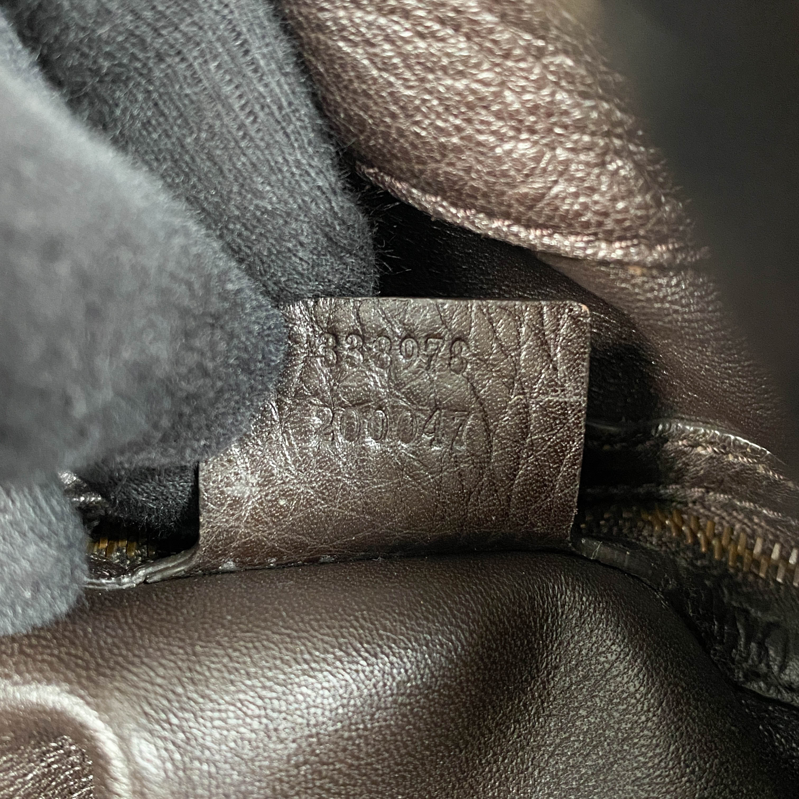 Dark Brown Grained Calfskin Leather Tote Bag