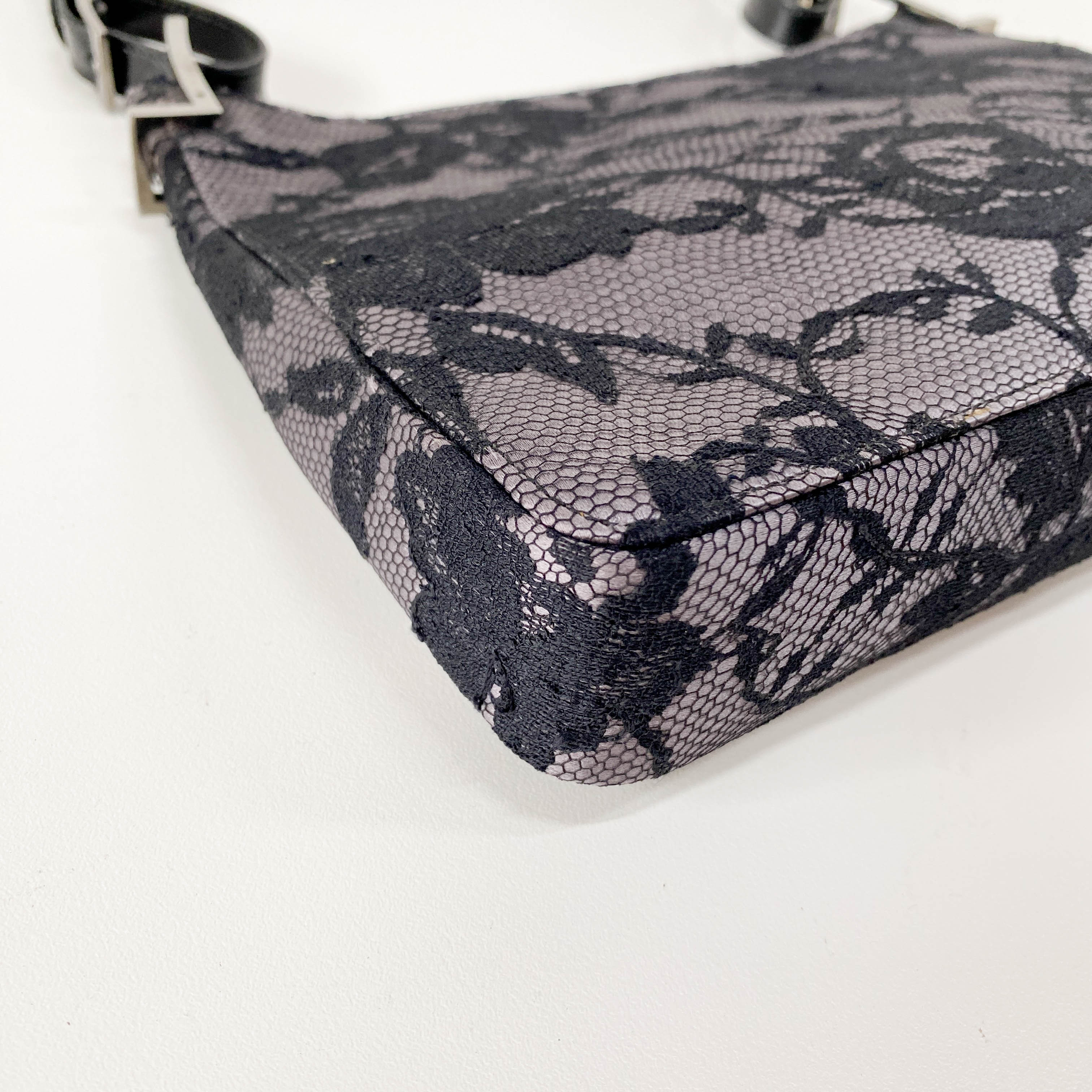 Black Lace Leather Shoulder Bag