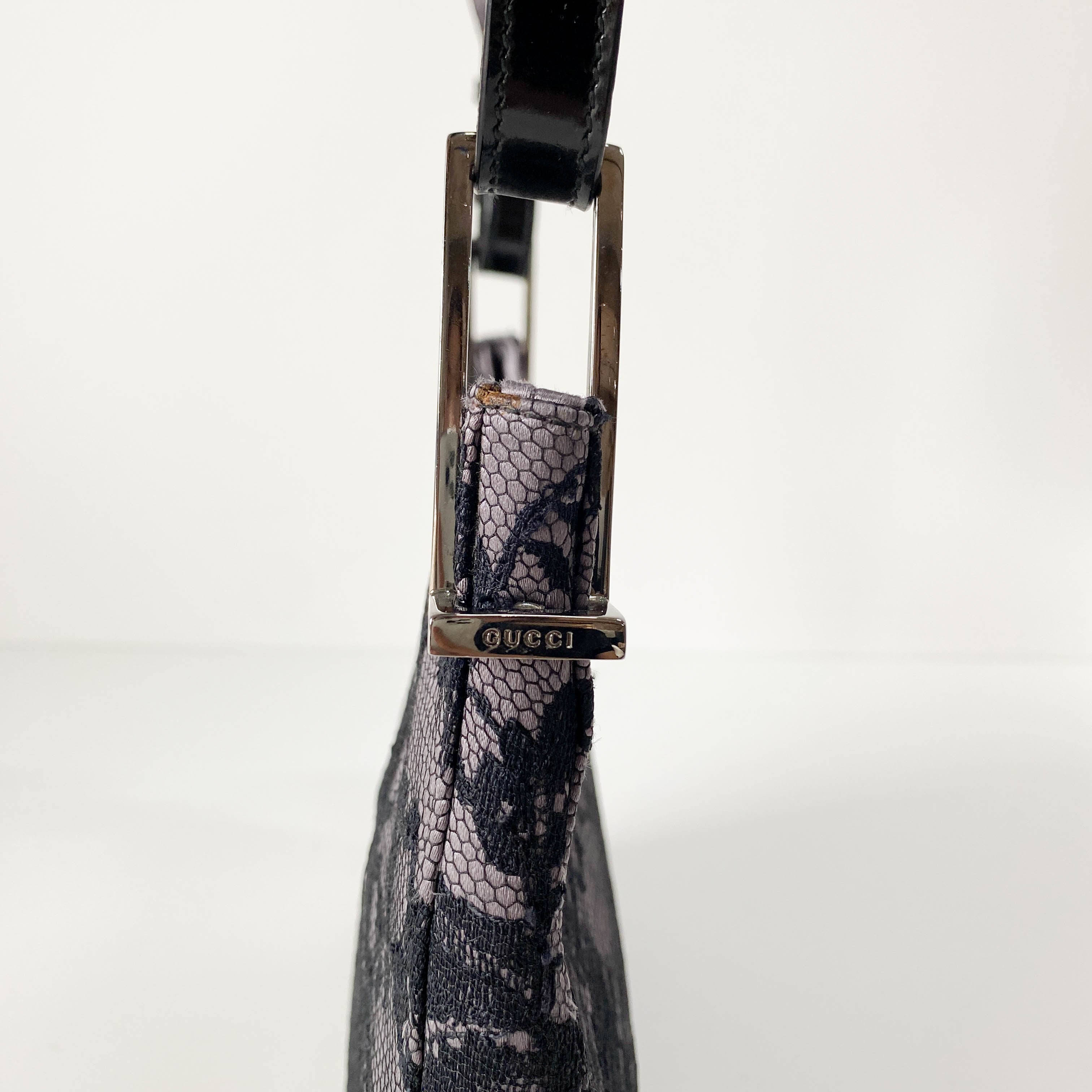 Black Lace Leather Shoulder Bag