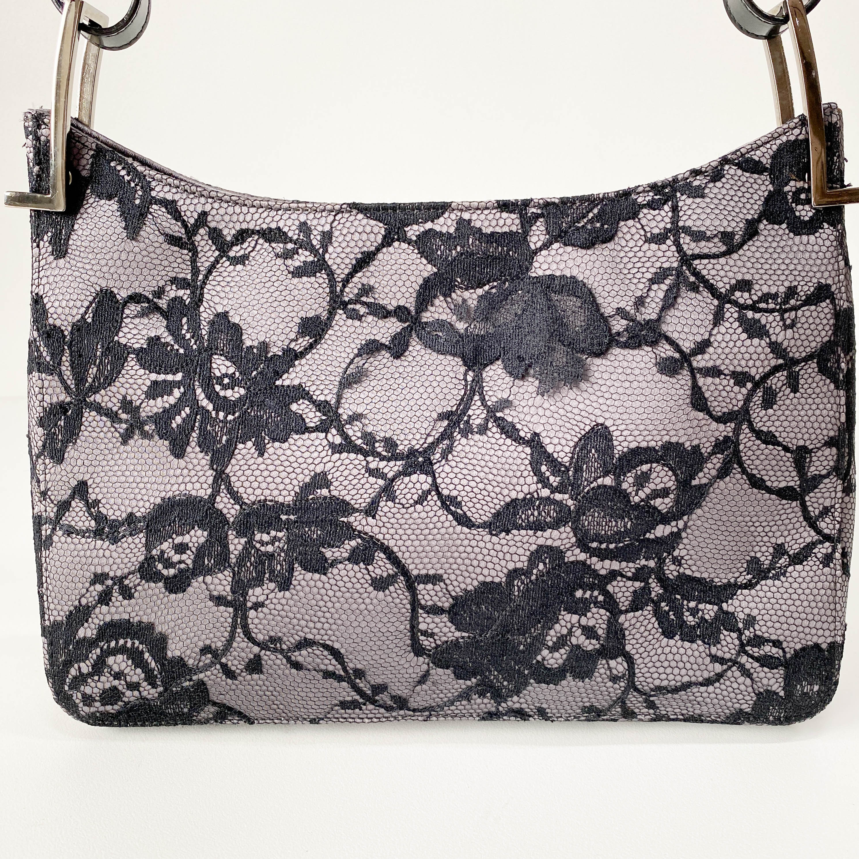 Black Lace Leather Shoulder Bag