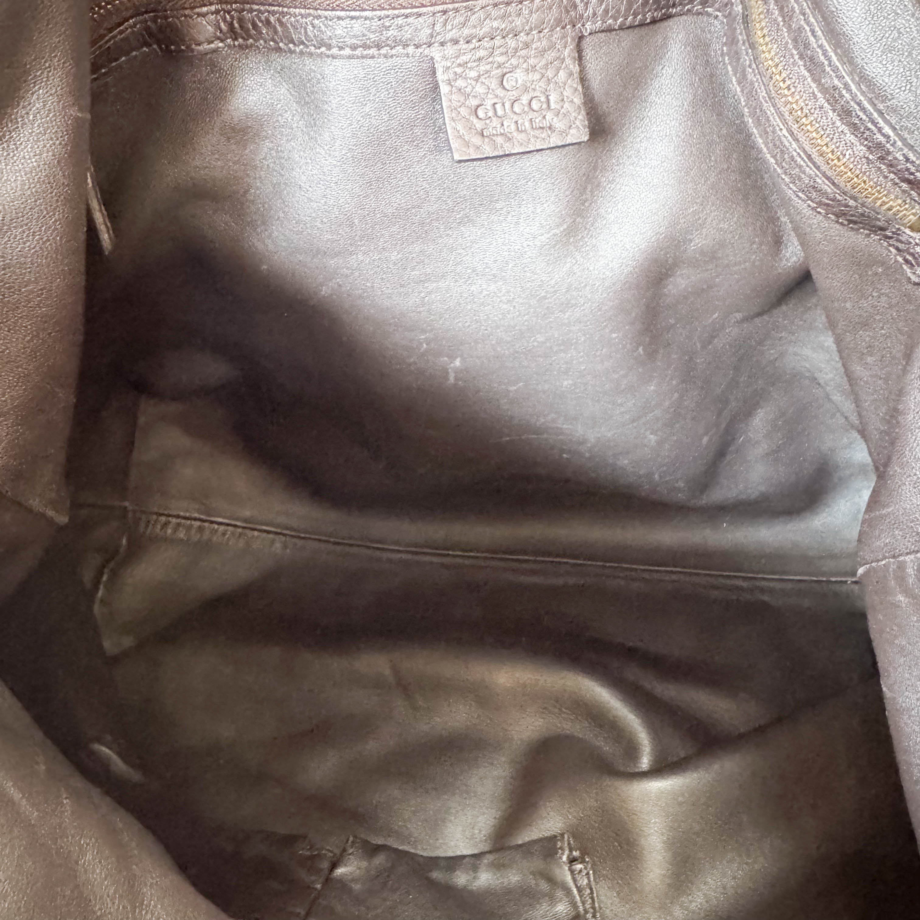 Brown Leather Bamboo Tote Bag