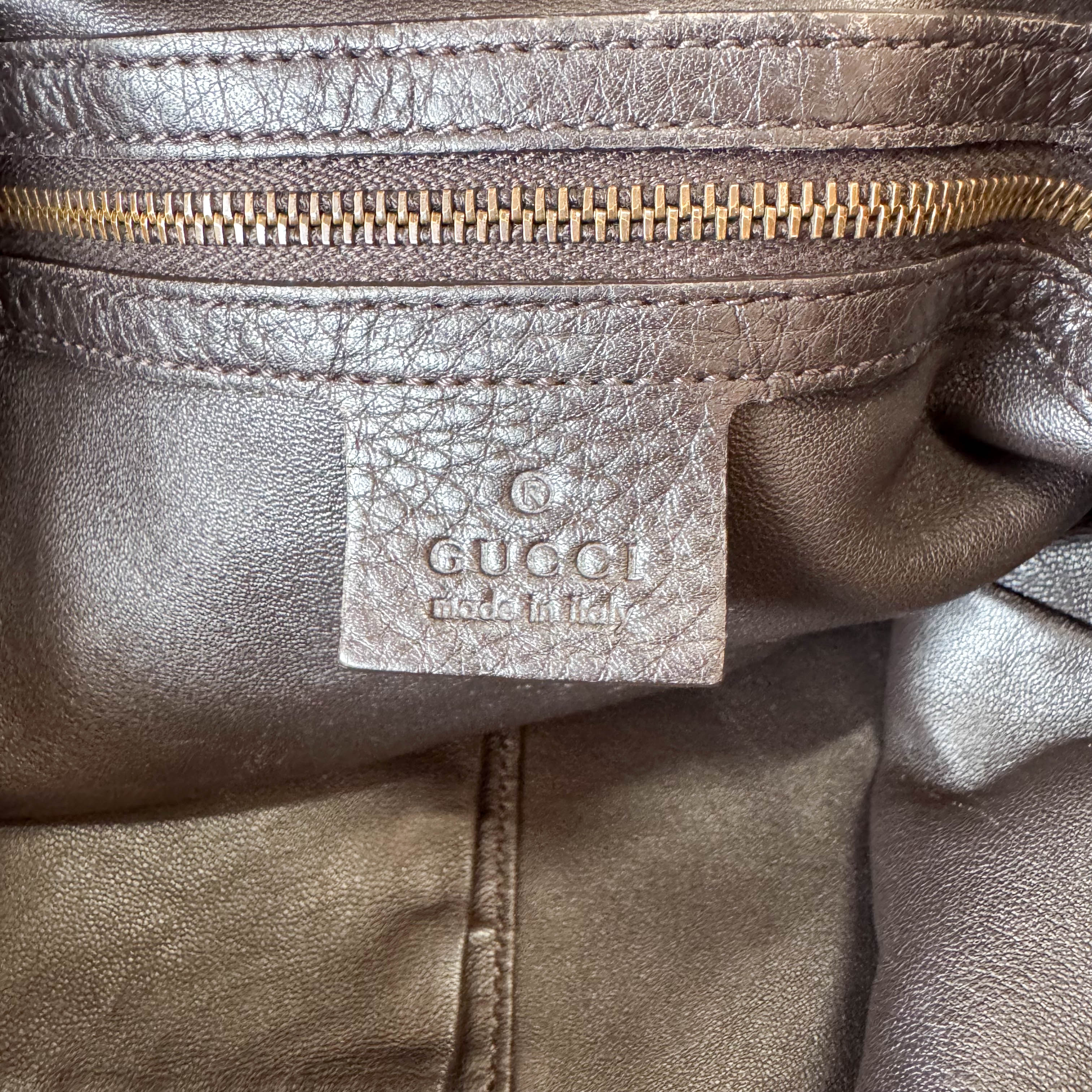 Brown Leather Bamboo Tote Bag