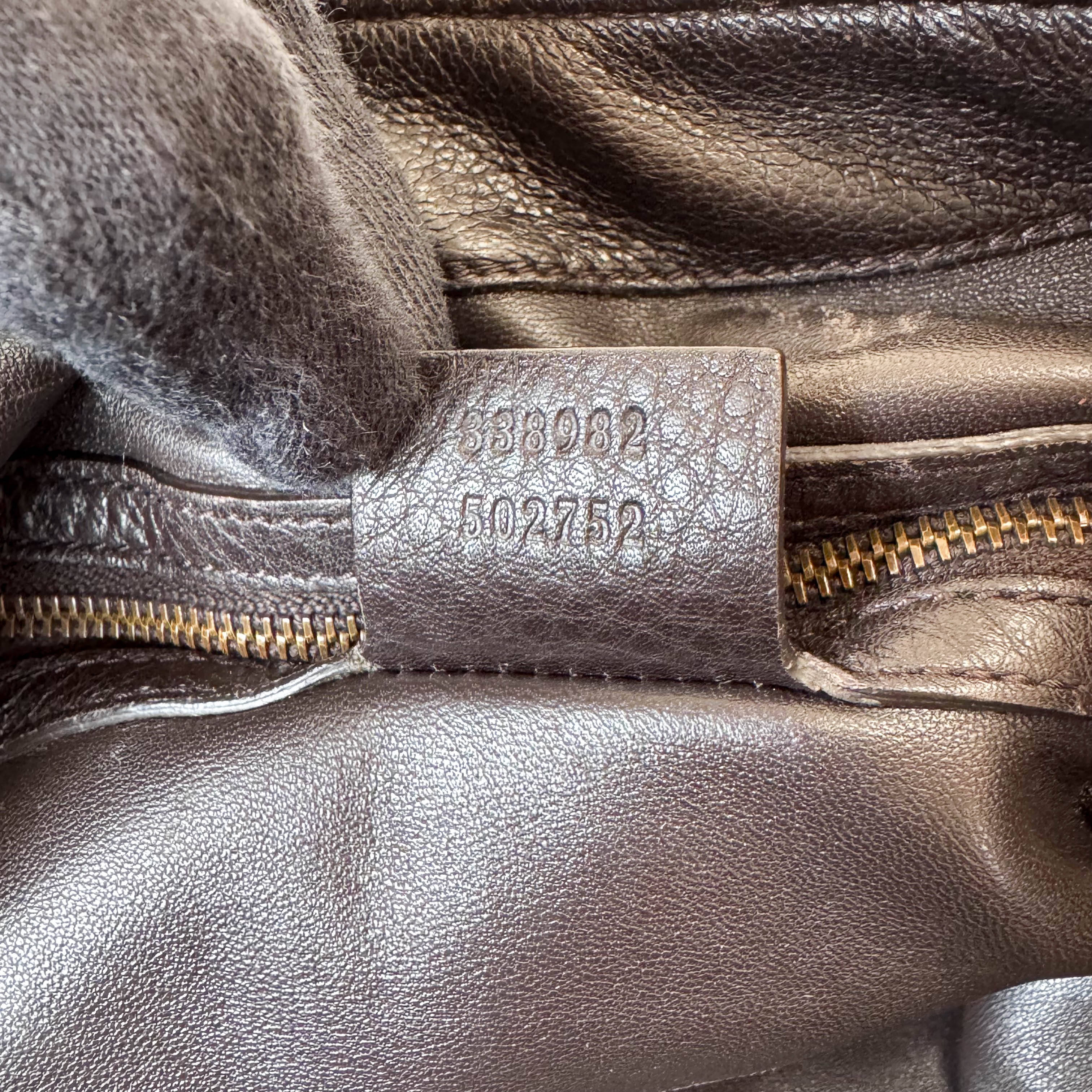 Brown Leather Bamboo Tote Bag