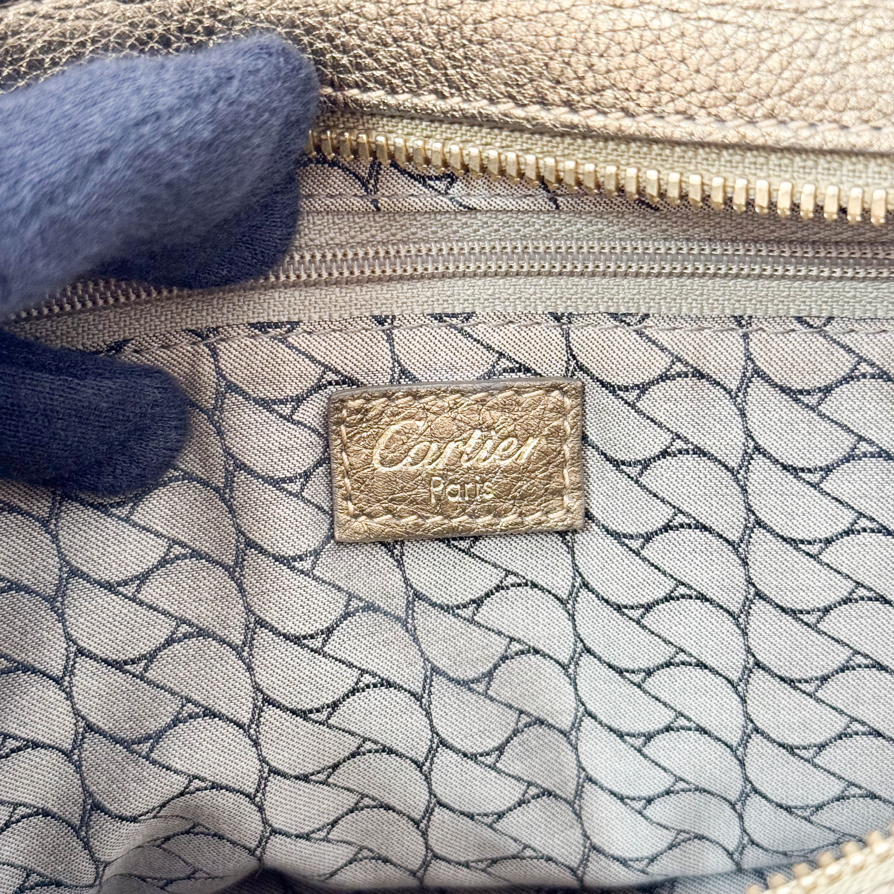 Gold Leather & Brown Suede Shoulder Bag