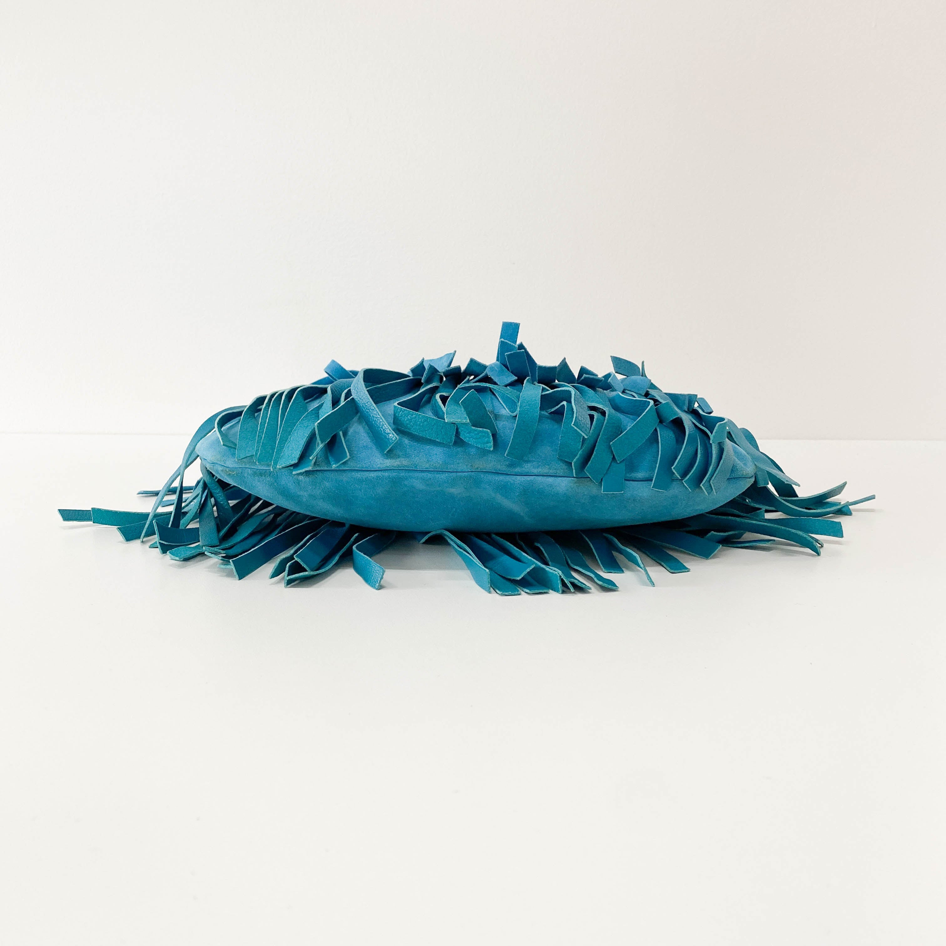 Rive Gauche Blue Fringe Leather Shoulder Bag