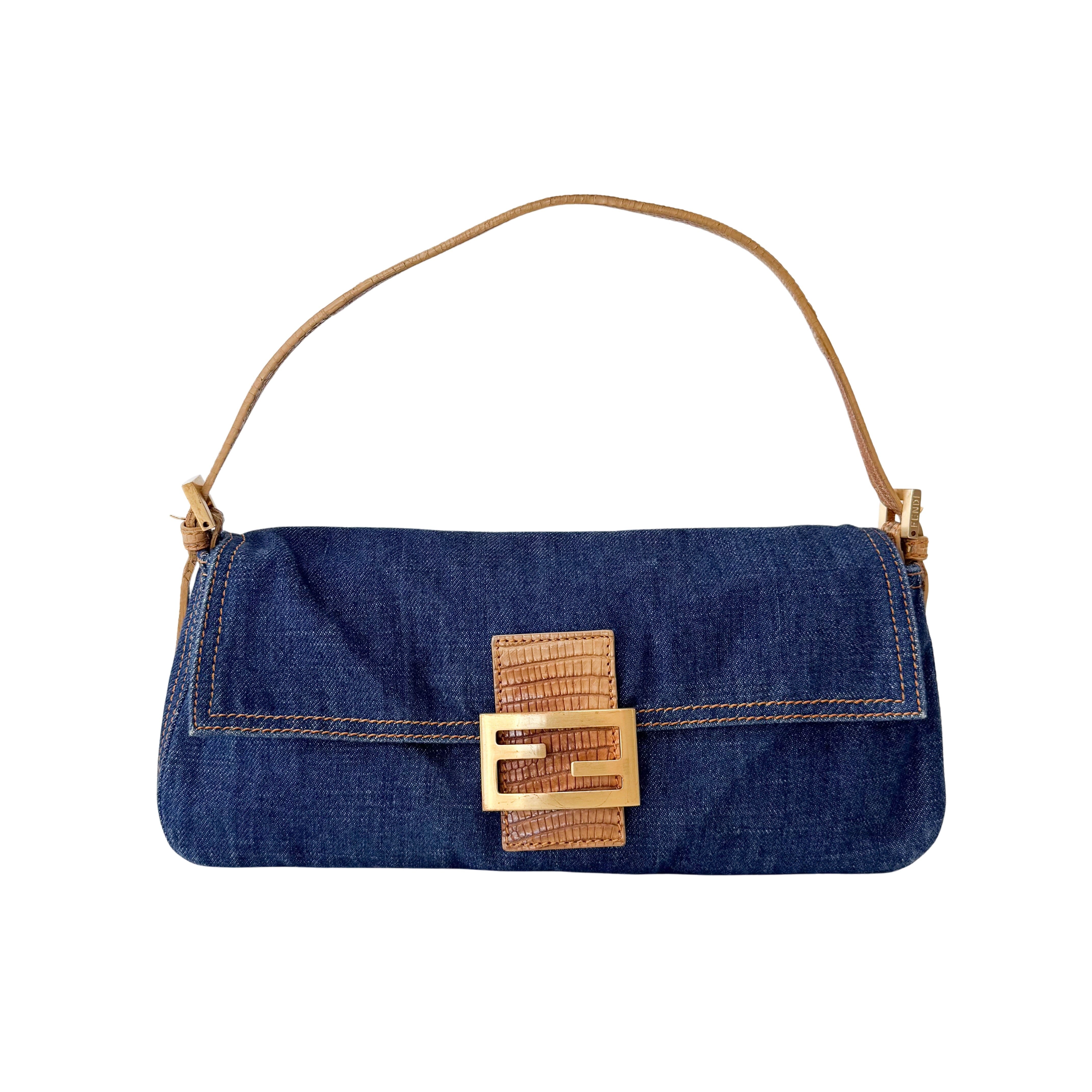 Baguette Blue Denim Shoulder Bag