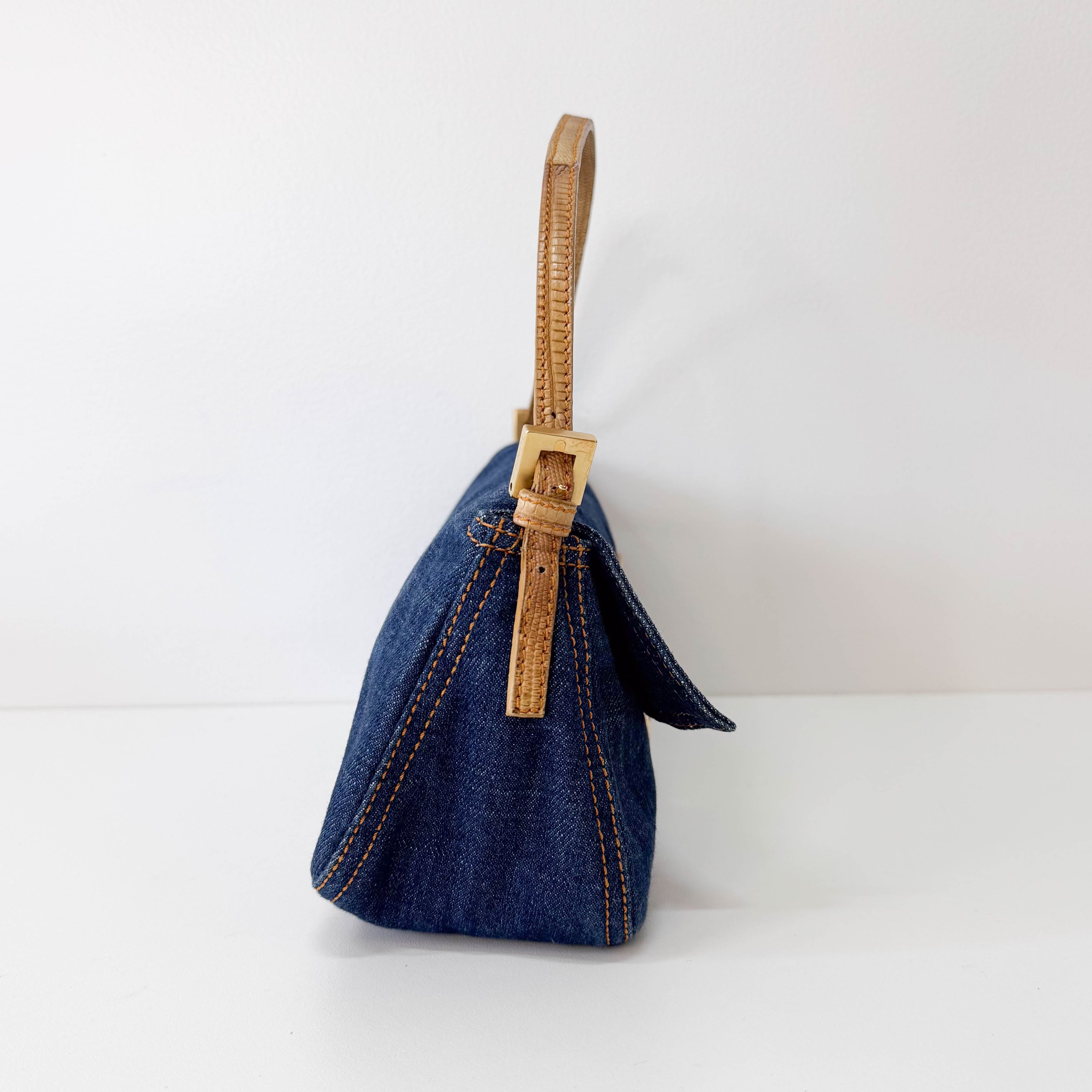 Baguette Blue Denim Shoulder Bag