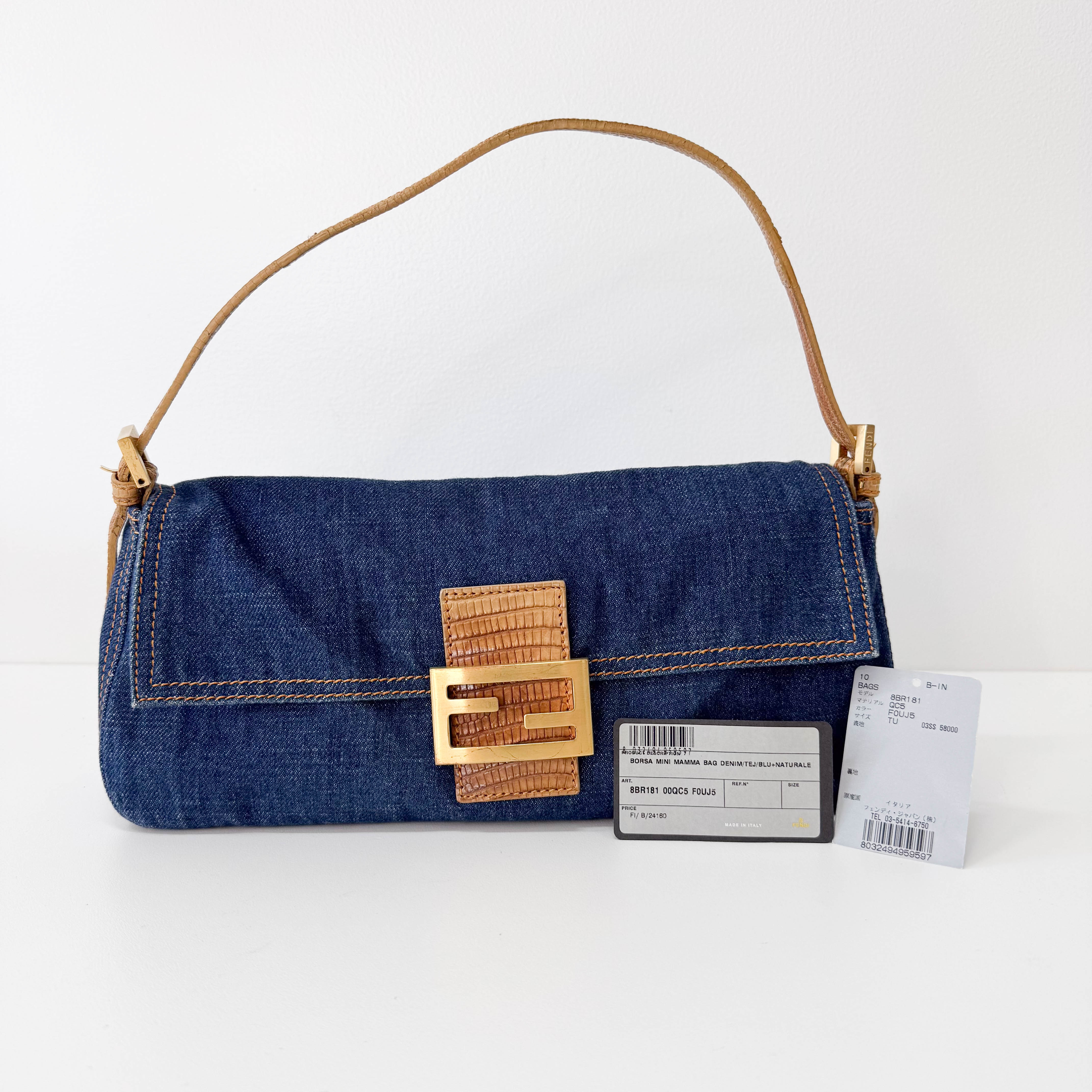 Baguette Blue Denim Shoulder Bag