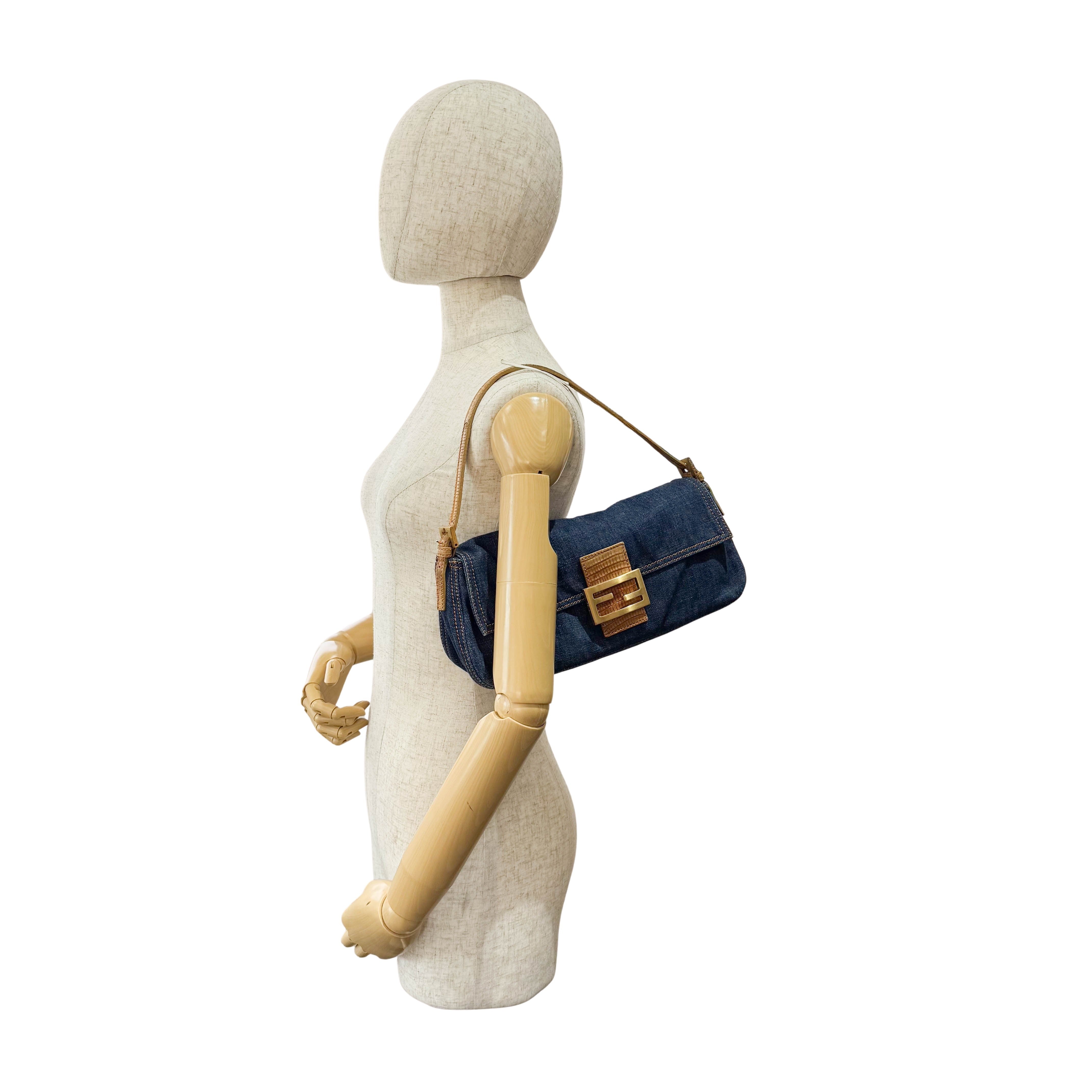 Baguette Blue Denim Shoulder Bag