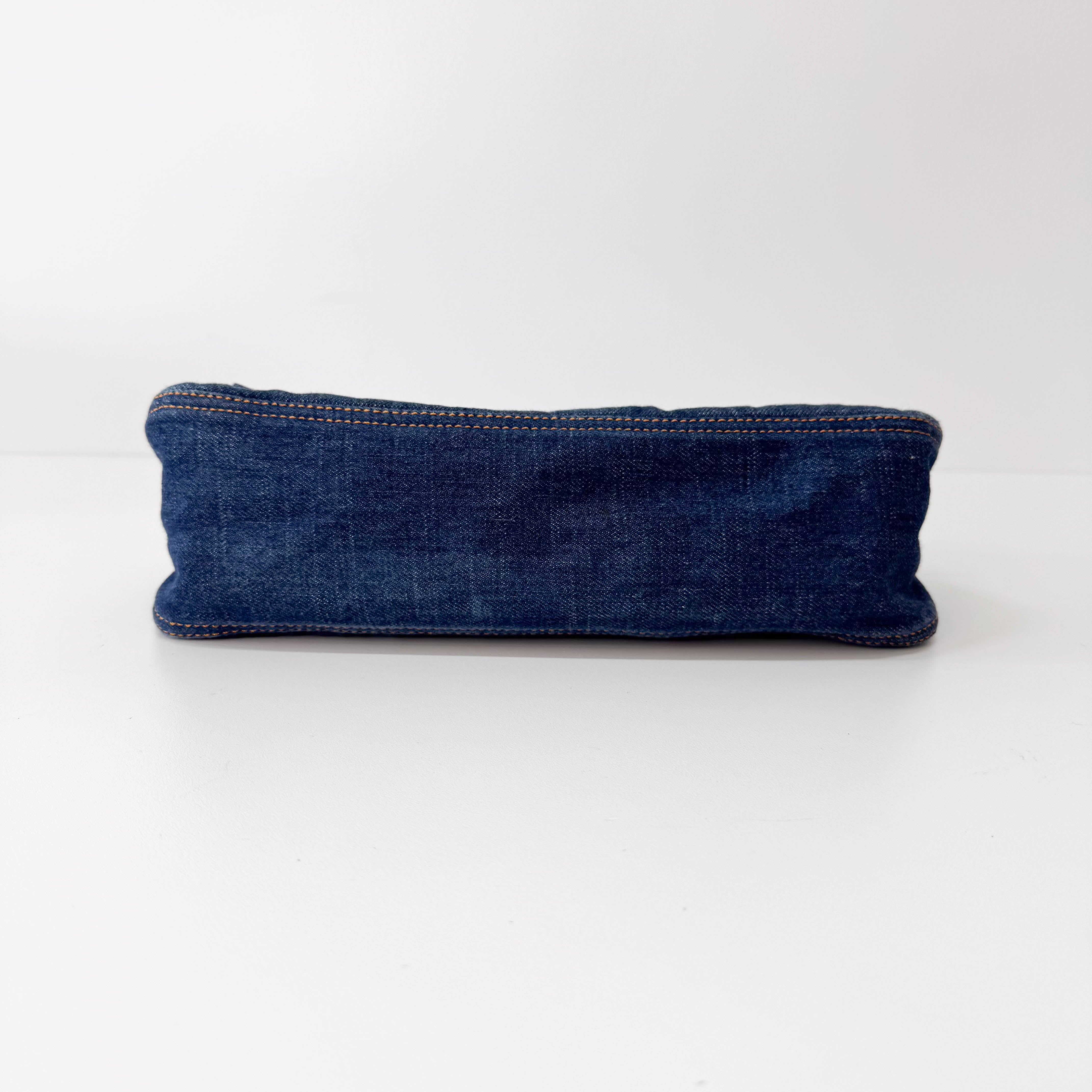 Baguette Blue Denim Shoulder Bag