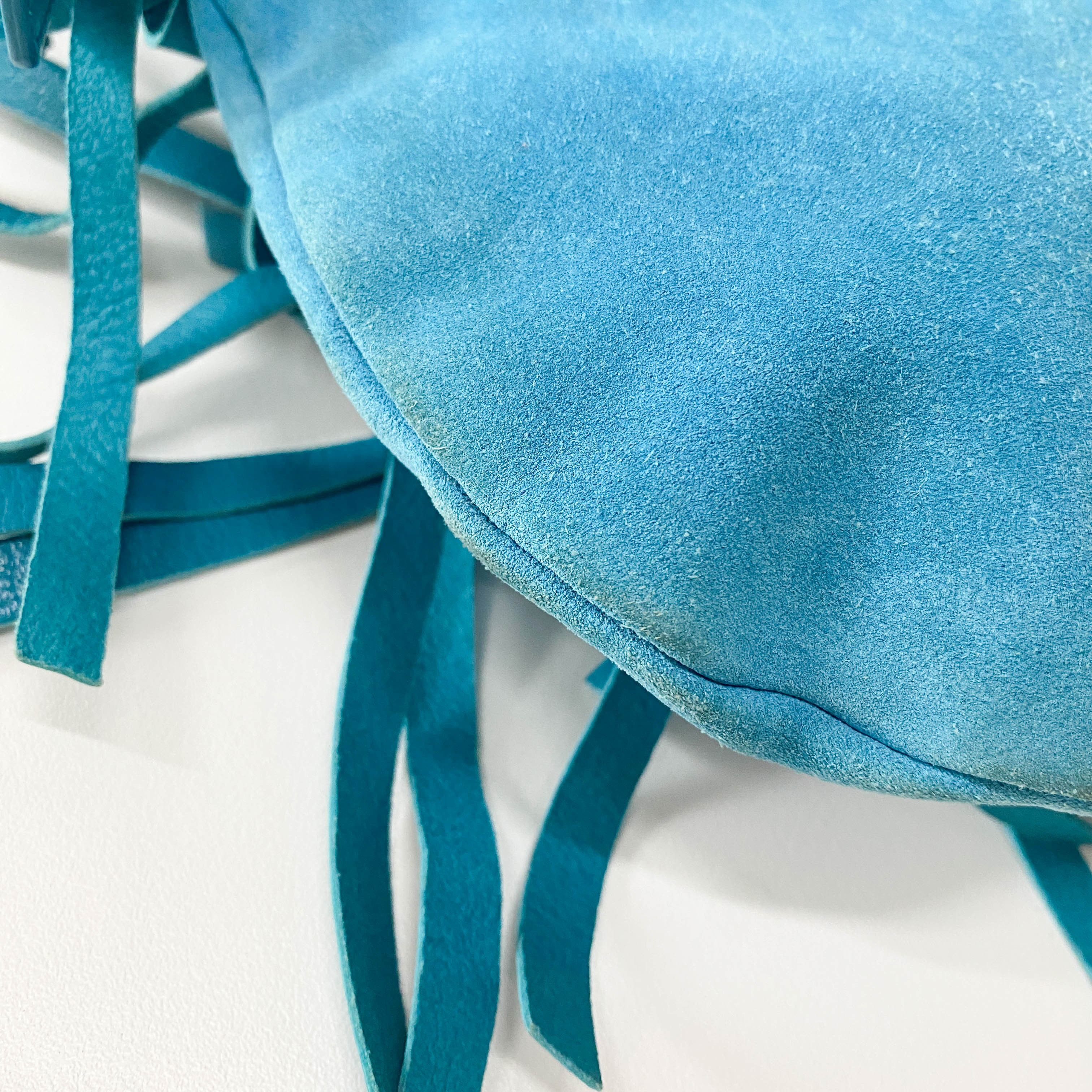 Rive Gauche Blue Fringe Leather Shoulder Bag