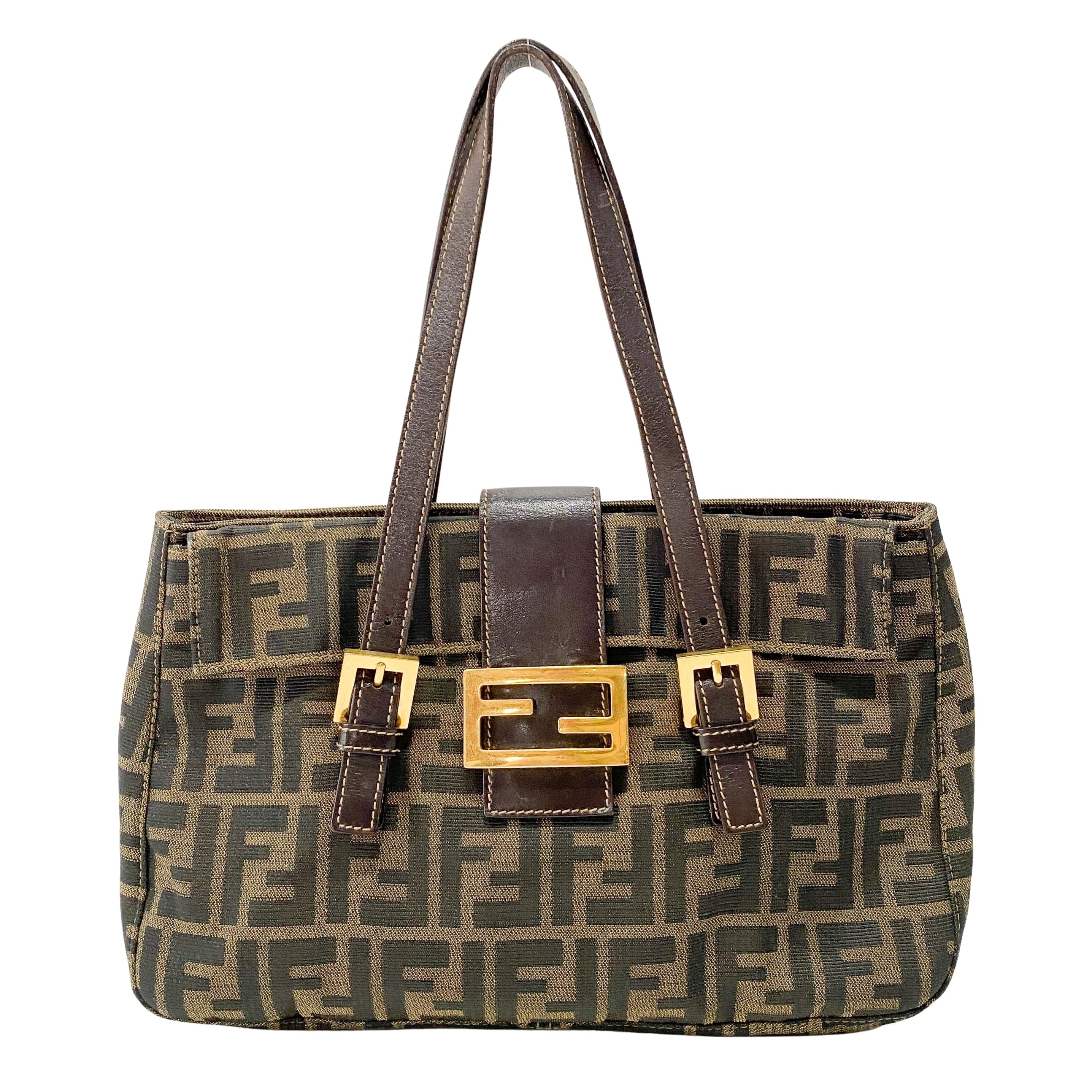 Zucca Brown Canvas Shoulder Bag