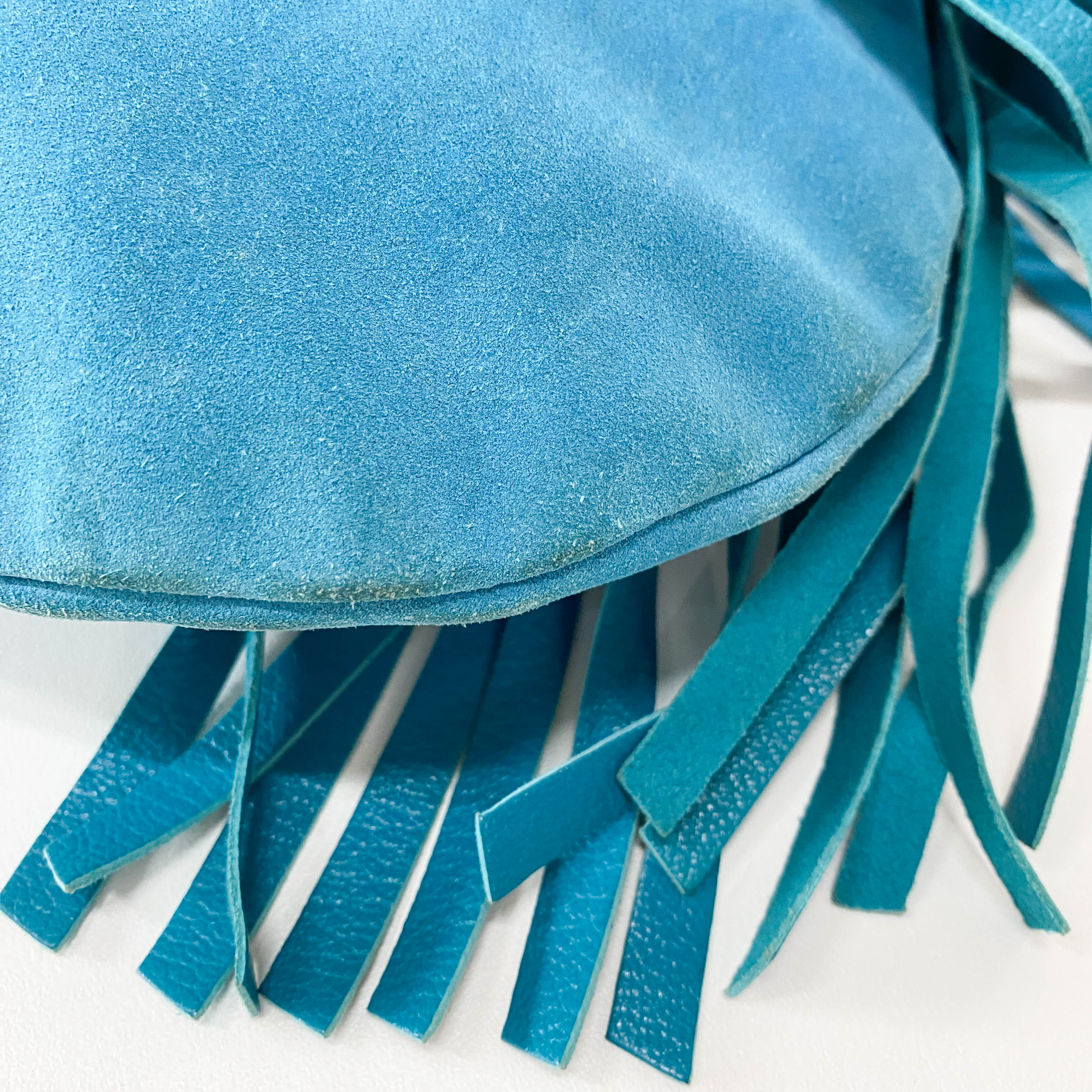 Rive Gauche Blue Fringe Leather Shoulder Bag