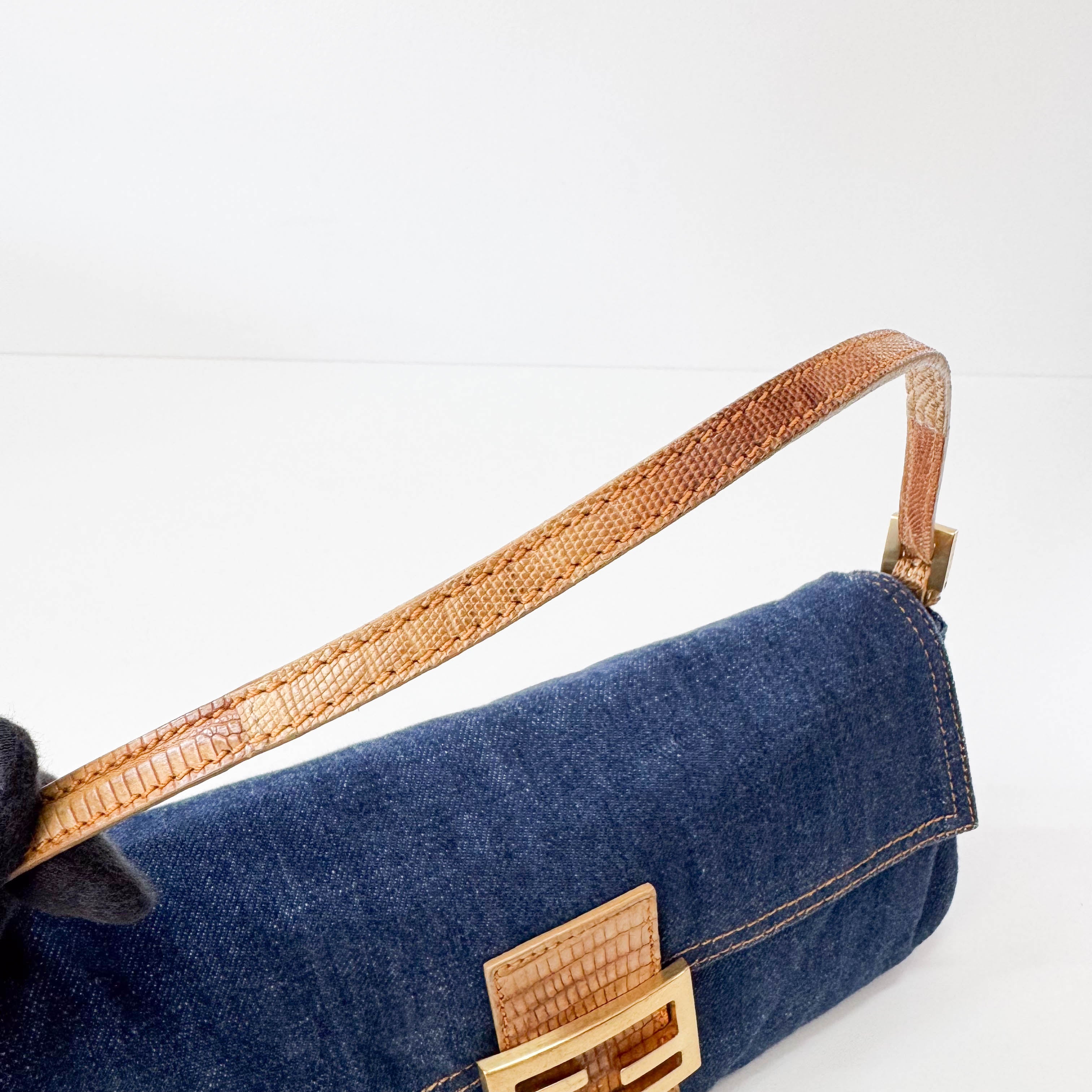 Baguette Blue Denim Shoulder Bag