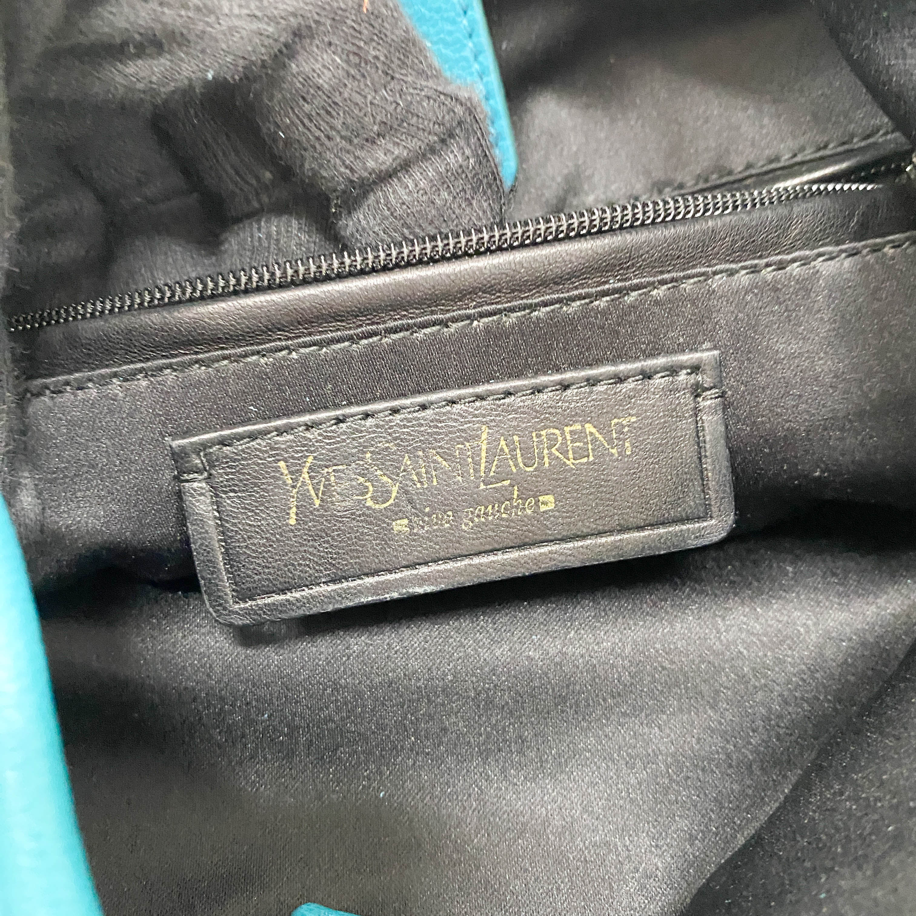 Rive Gauche Blue Fringe Leather Shoulder Bag