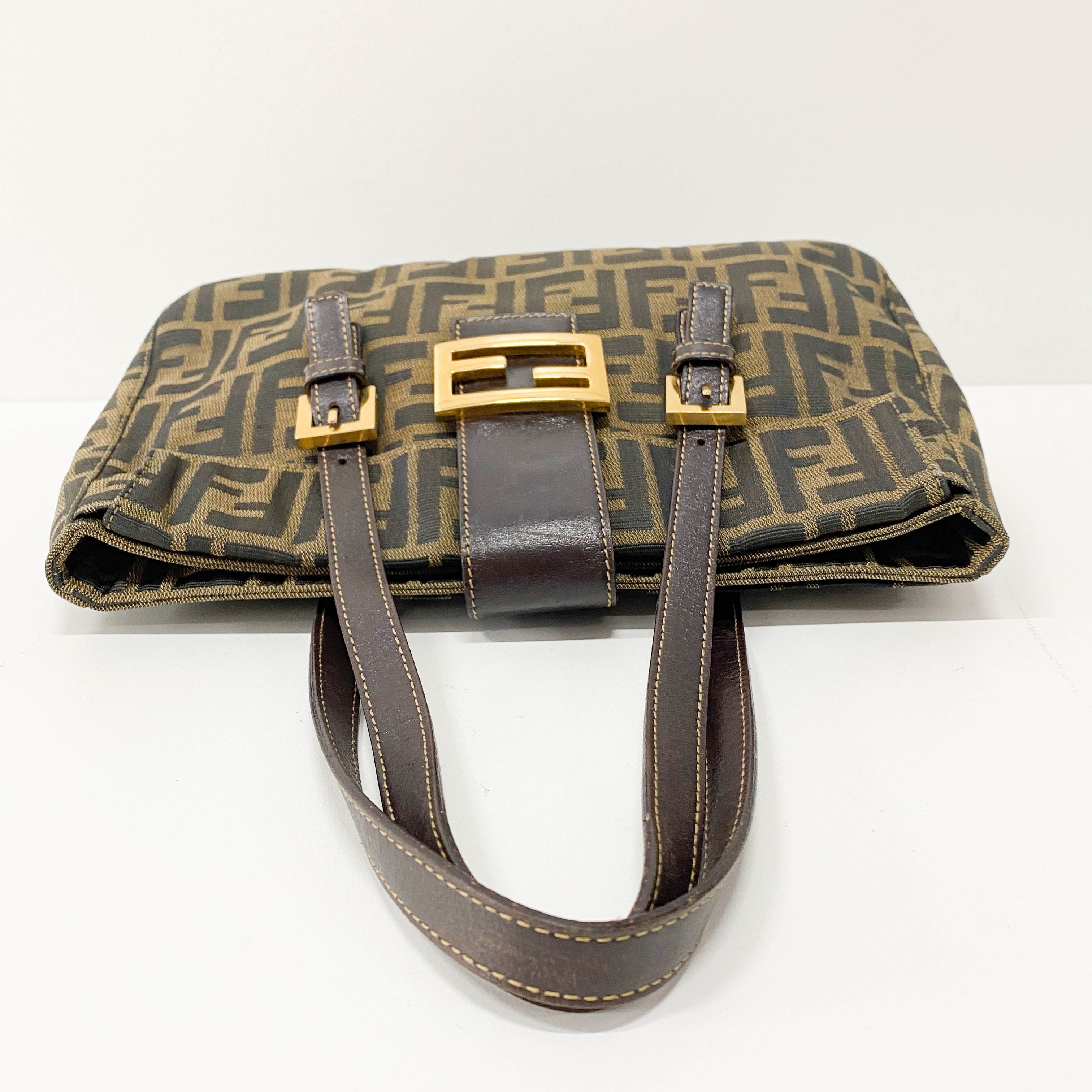 Zucca Brown Canvas Shoulder Bag