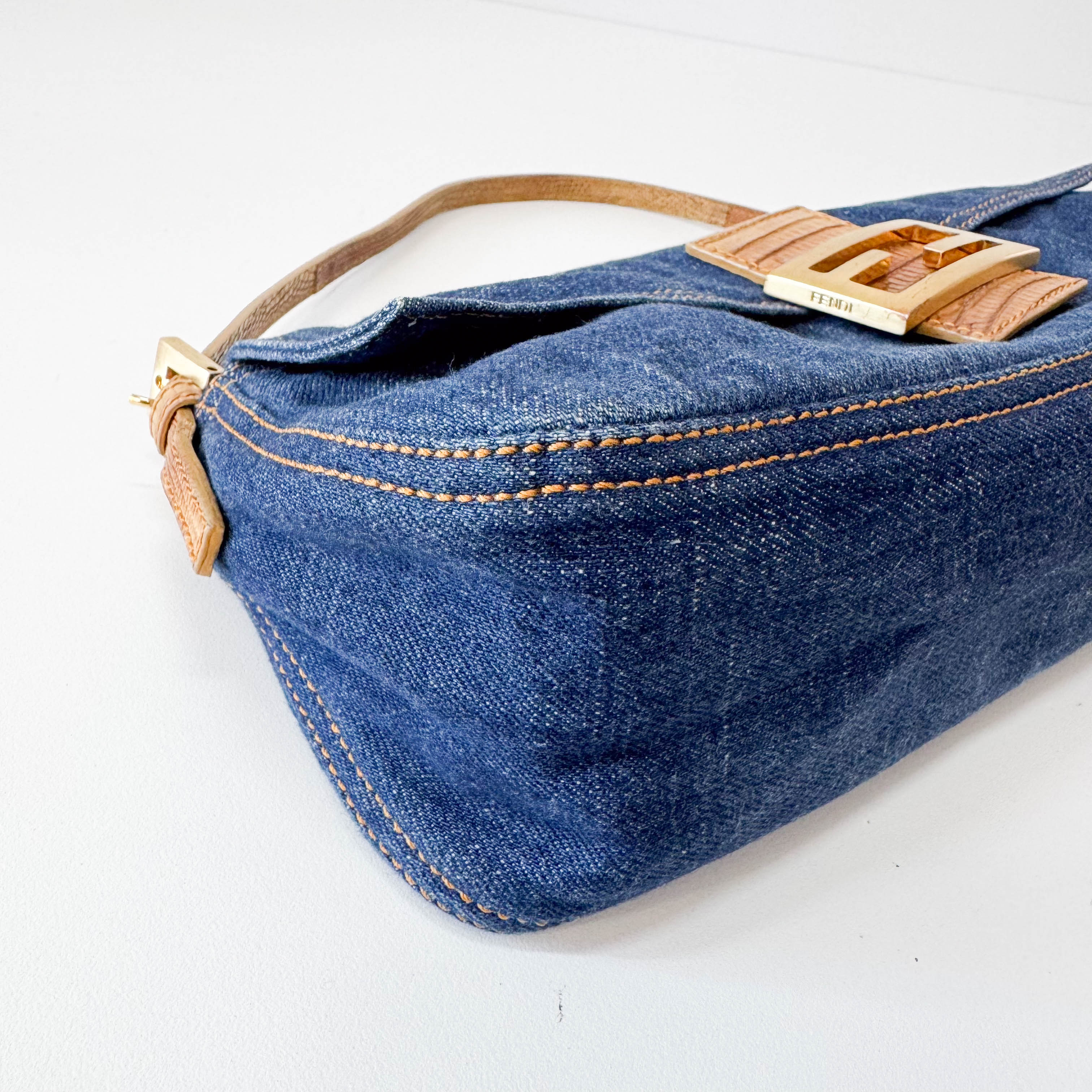 Baguette Blue Denim Shoulder Bag