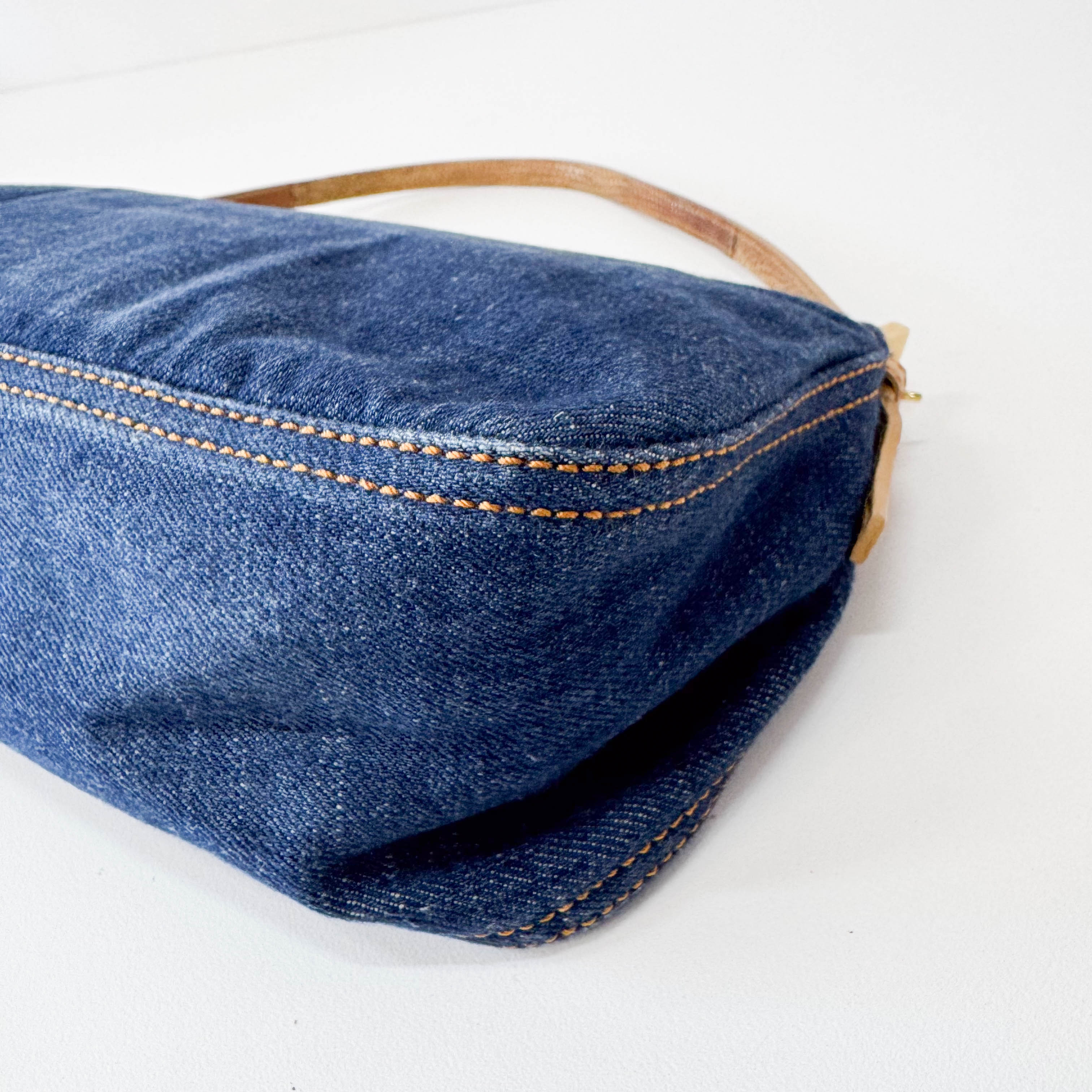 Baguette Blue Denim Shoulder Bag