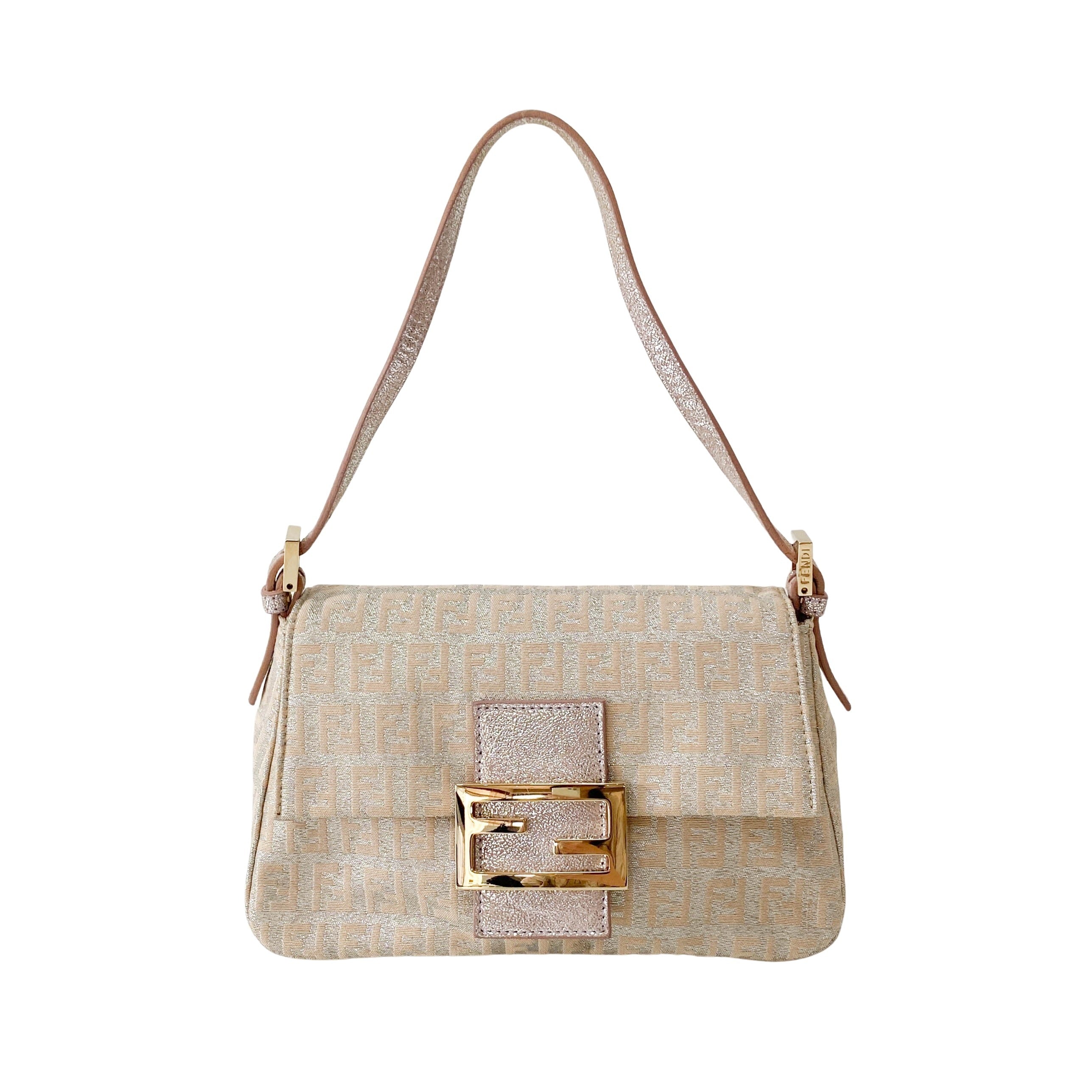 Zuccino Silver and Pink Mini Mamma Baguette Shoulder Bag Gold Hardware